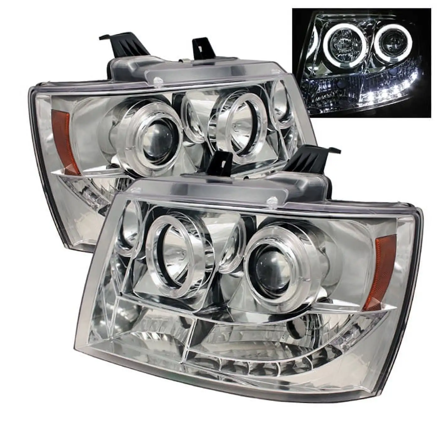 Spyder Chevy Suburban 1500/2500 07-14 / Chevy Tahoe 07-14 / Avalanche 07-14 Projector Headlights - LED Halo - LED ( Replaceable LEDs ) - Chrome - Hig Fits select: 2007-2014 CHEVROLET TAHOE