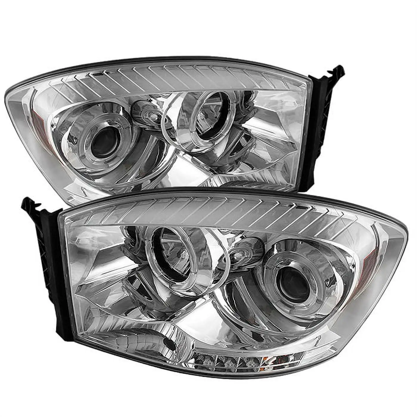 Spyder Dodge Ram 1500 06-08 / Ram 2500/3500 06-09 Projector Headlights - LED Halo - LED ( Replaceable LEDs ) - Chrome - High H1 (Included) - Low H1 (