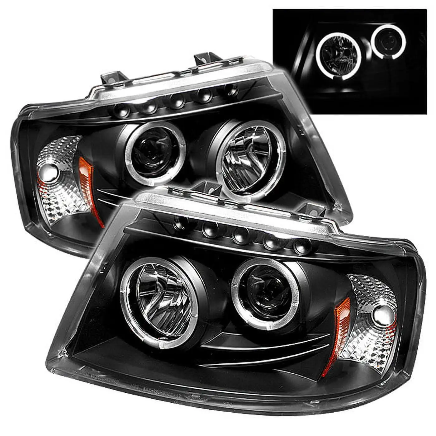 Spyder Ford Expedition 03-06 Projector Headlights - LED Halo - LED ( Replaceable LEDs ) - Black - High 9005 (Not Included) - Low 9006 (Not Included)