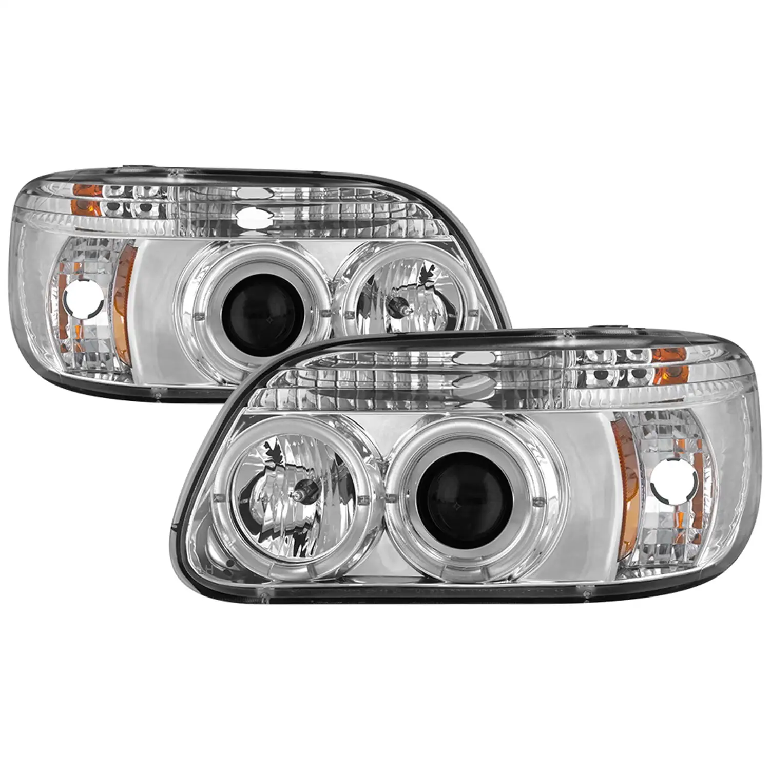 Spyder Ford Explorer 95-01 1PC Projector Headlights - LED Halo - Chrome - High H1 (Included) - Low H1 (Included)