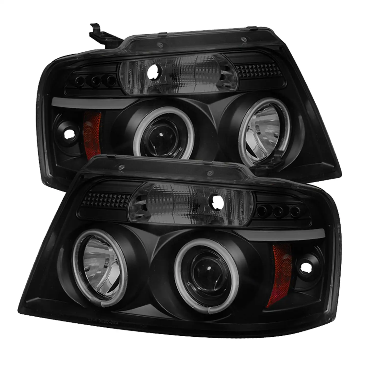 Spyder Ford F150 04-08 Projector Headlights - Version 2 - CCFL Halo - LED ( Replaceable LEDs ) - Black Smoke - High H1 (Included) - Low 9006 (Include