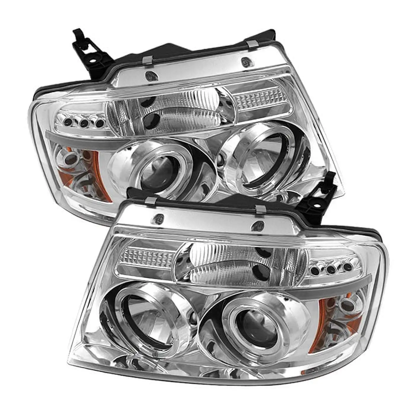 Spyder Ford F150 04-08 Projector Headlights - Version 2 - LED Halo - LED ( Replaceable LEDs ) - Chrome - High H1 (Included) - Low 9006 (Included)