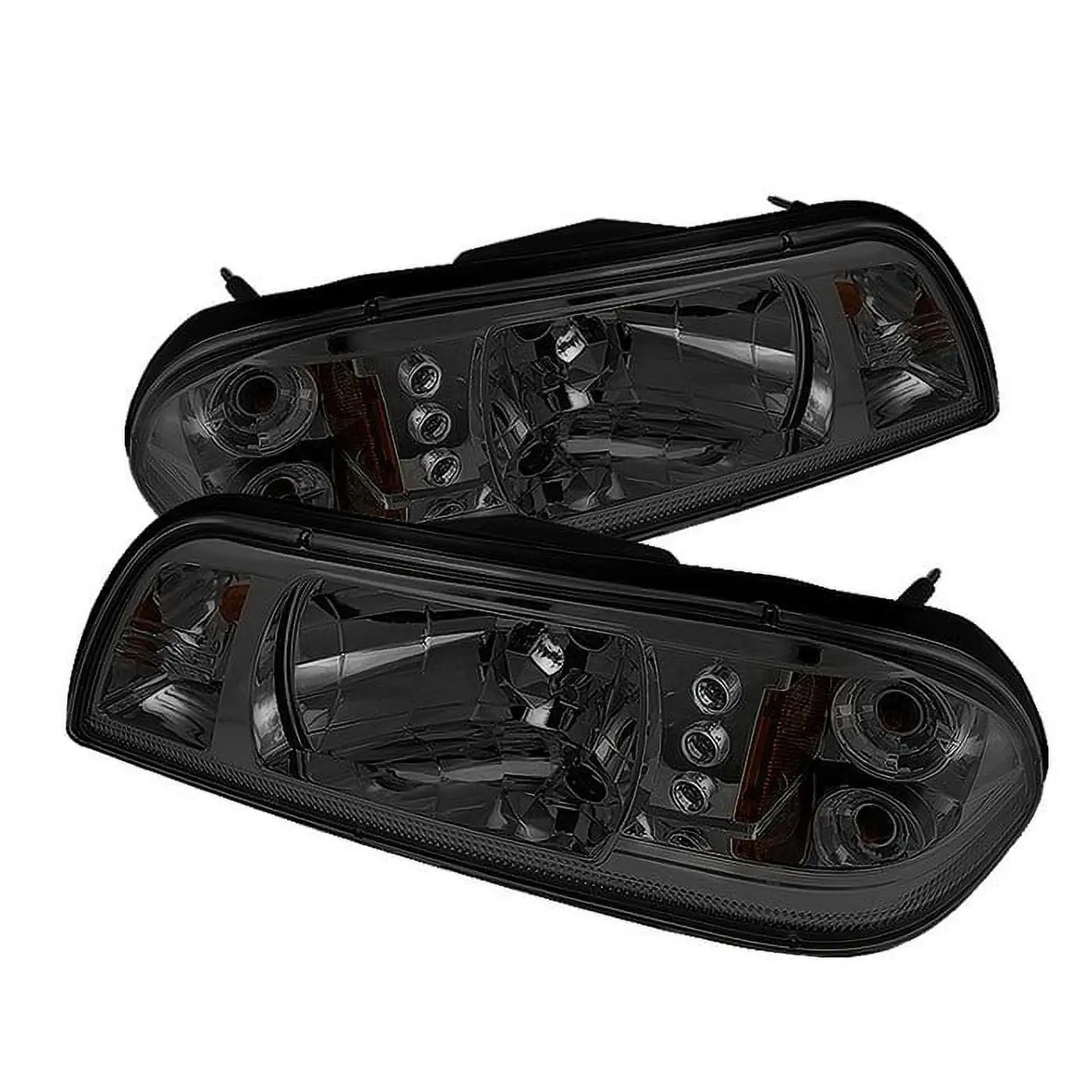 ( Spyder ) Ford Mustang 87-93 1Pc LED ( Replaceable LEDs ) Crystal Headlights-Bl