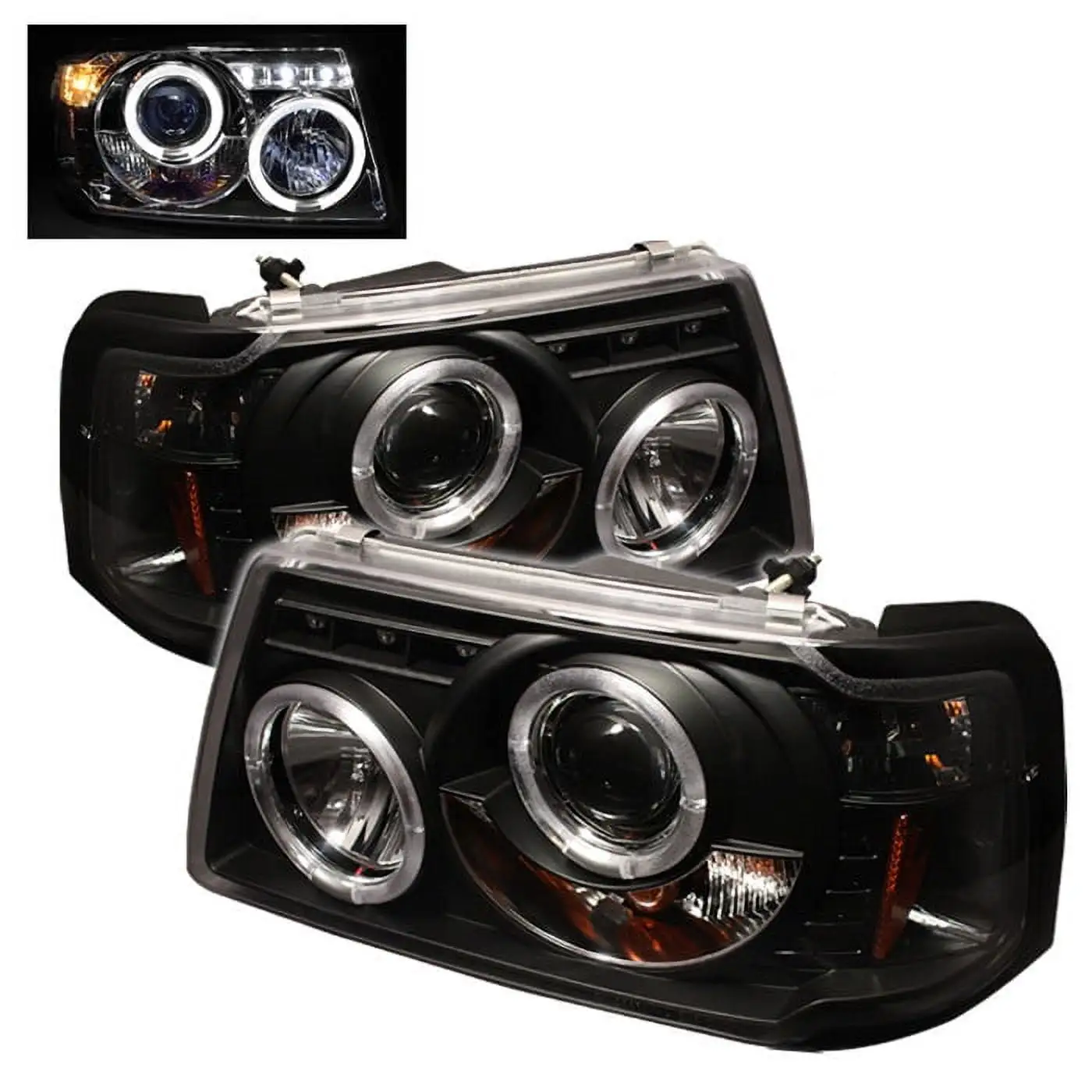 Spyder Ford Ranger 01-11 1PC Projector Headlights - LED Halo - LED ( Replaceable LEDs ) - Black - High H1 (Included) - Low H1 (Included)