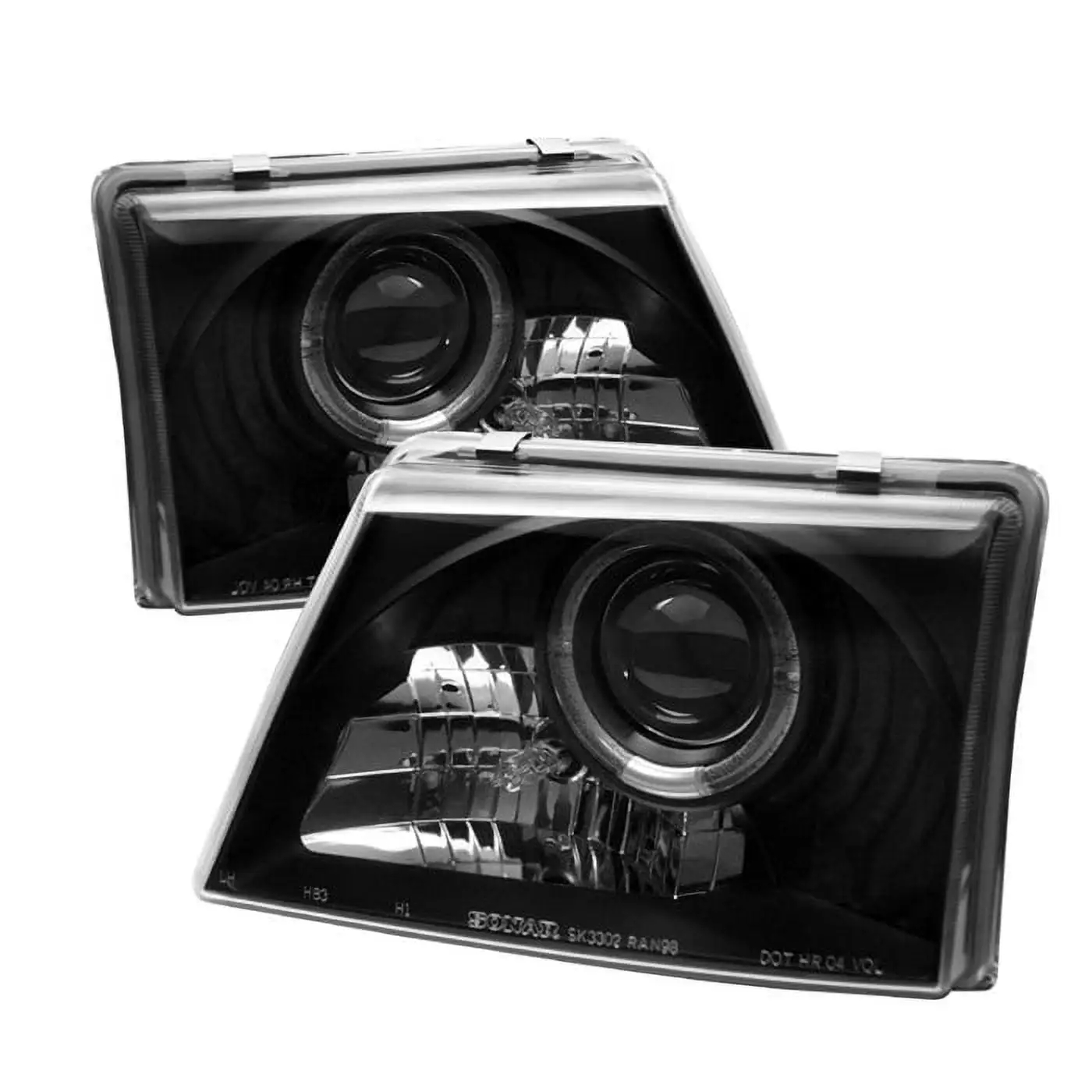 Spyder Ford Ranger 98-00 Projector Headlights - LED Halo - Black - High 9005 (Included) - Low H1 (Included)