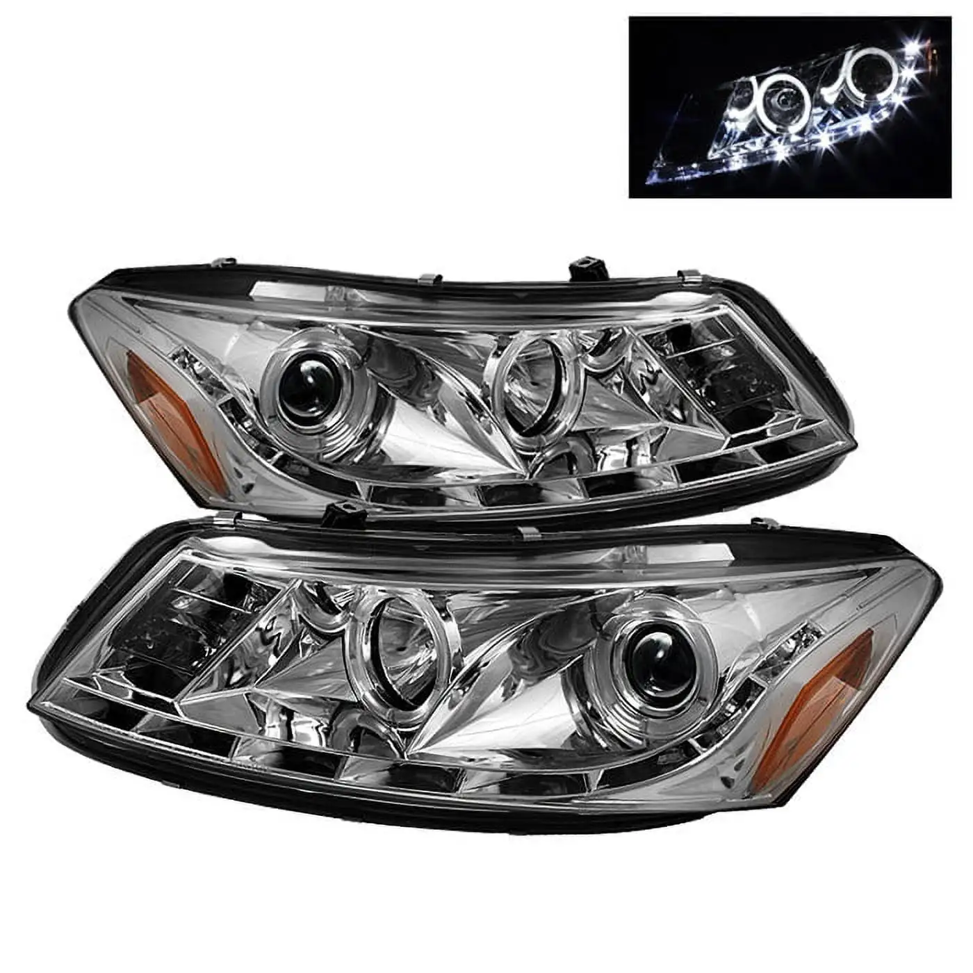 Spyder Honda Accord 08-12 4Dr Projector Headlights- LED Halo - DRL - Chrome - High H1 (Included) - Low H1 (Included) Fits select: 2008-2012 HONDA ACCORD EXL