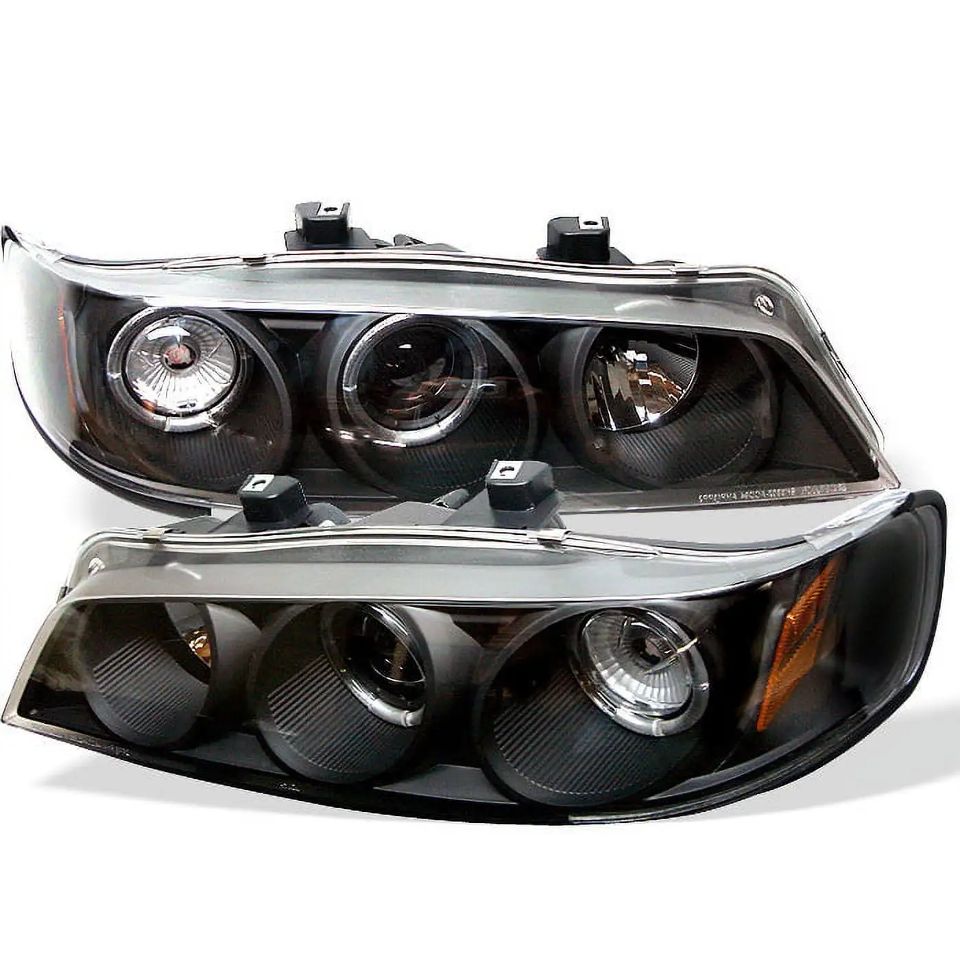 Spyder Honda Accord 94-97 1PC Projector Headlights - LED Halo - Amber Reflector - Black - High H1 (Included) - Low H1 (Included)