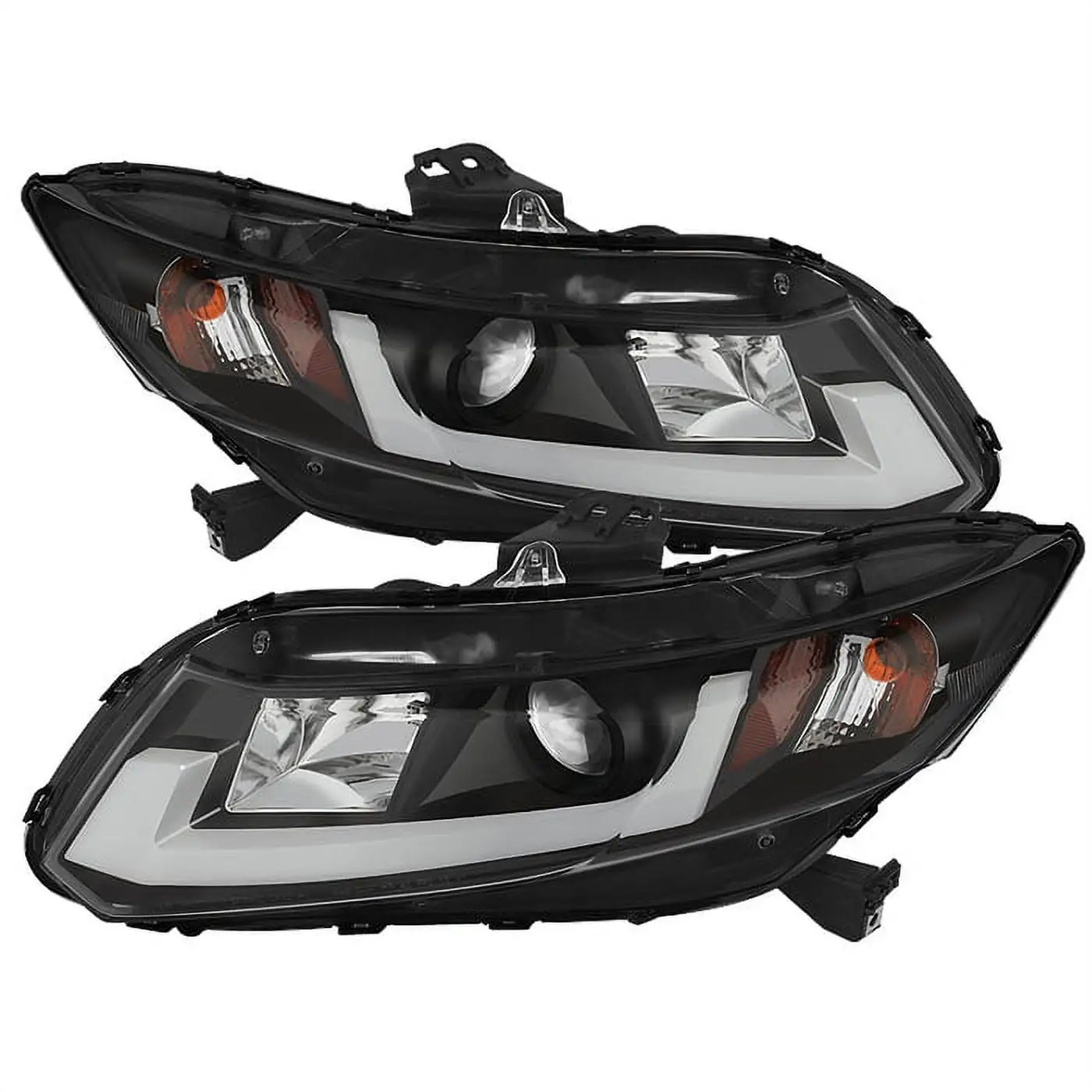 Spyder Honda Civic 2012-2014 Projector Headlights (does not fit the 2014 Civic coupe) - Light Bar DRL - Black - High H1 ( Included ) - Low H1 ( Inclu