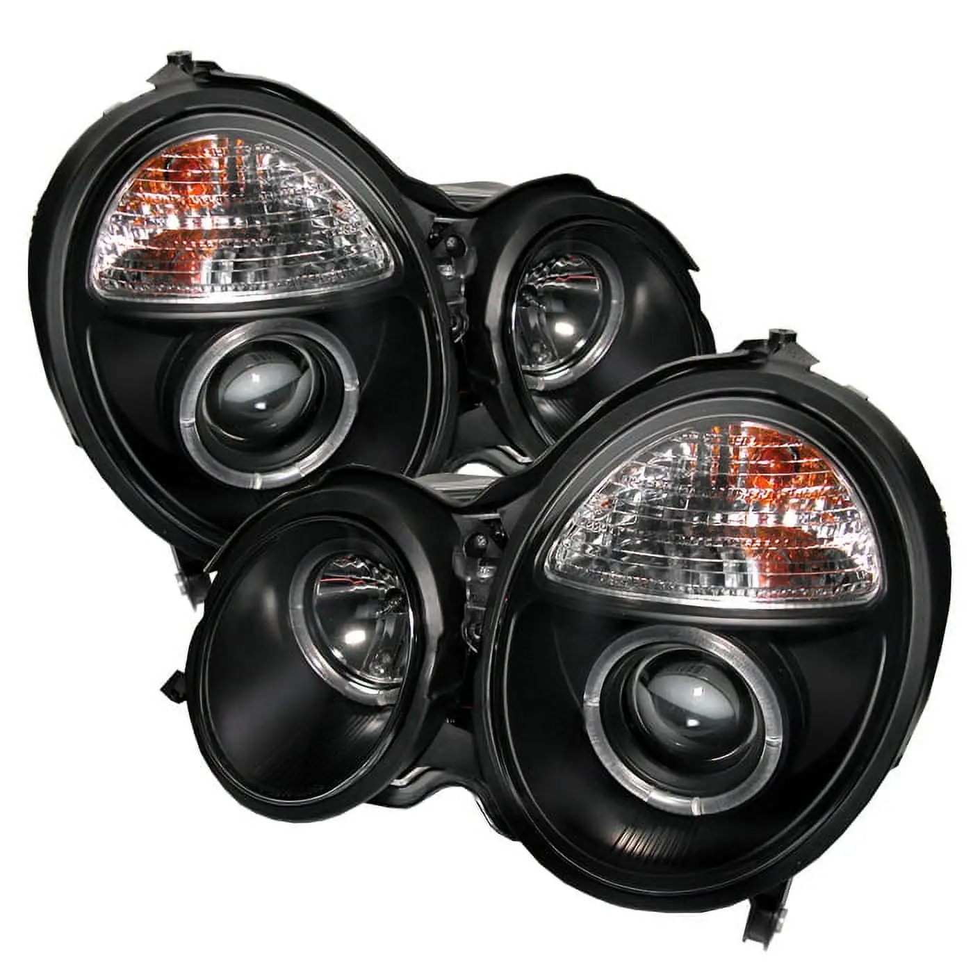 Spyder Mercedes Benz E-Class 00-02 Projector Headlights - LED Halo - Black - High H1 (Included) - Low H7 (Included)