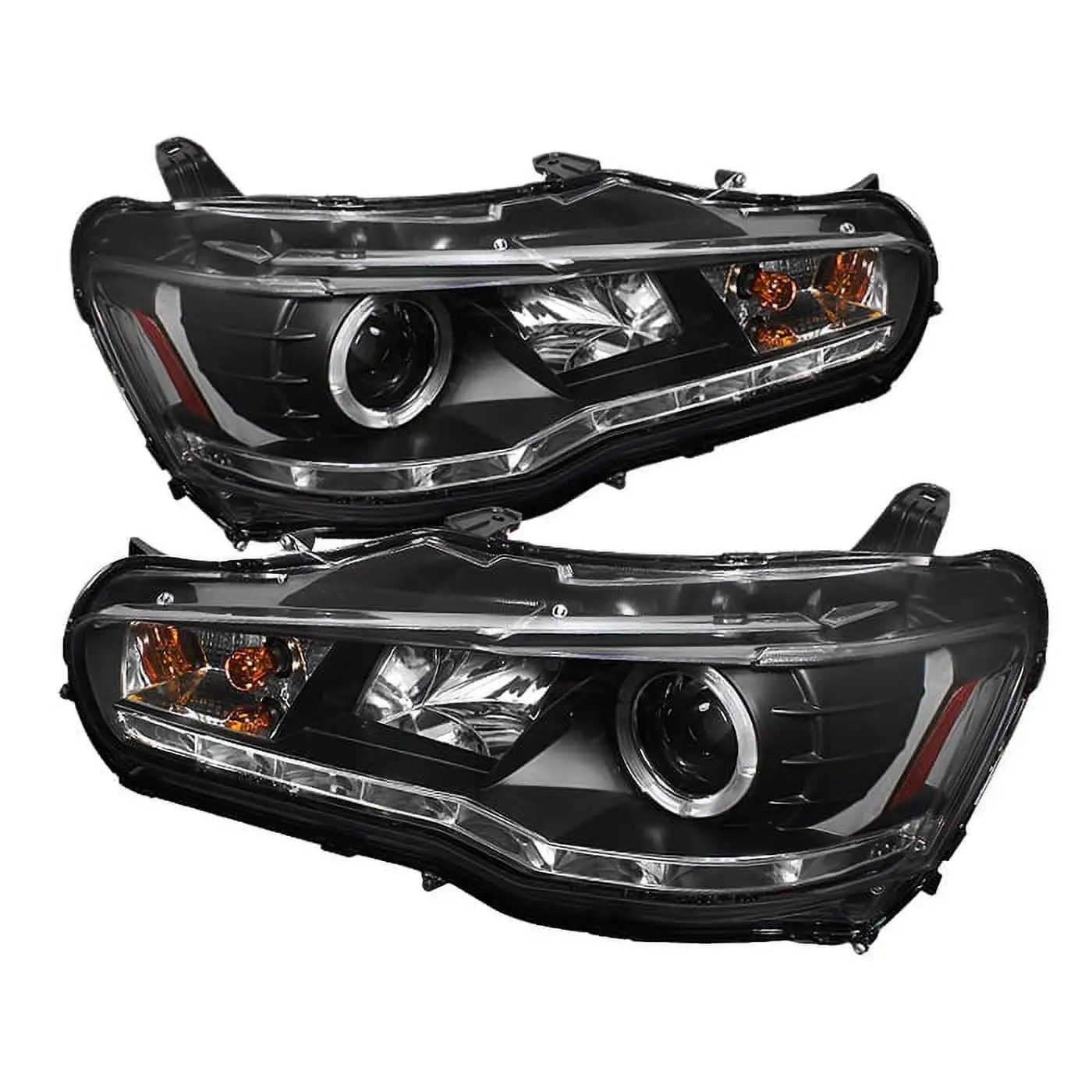 Spyder Mitsubishi Lancer / EVO-10 08-14 Projector Headlights - Halogen Model Only ( Not Compatible With Xenon/HID Model ) - LED Halo - DRL - Black - Fits select: 2008-2009 MITSUBISHI LANCER GTS