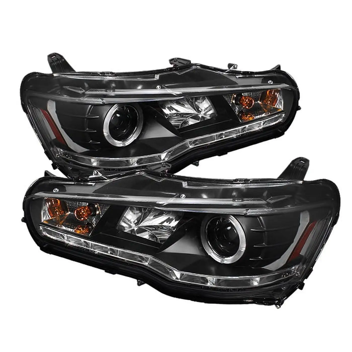 Spyder Mitsubishi Lancer / EVO-10 08-14 Projector Headlights - Xenon/HID Model Only ( Not Compatible With Halogen Model ) - LED Halo - DRL - Black - Fits select: 2008-2009 MITSUBISHI LANCER GTS