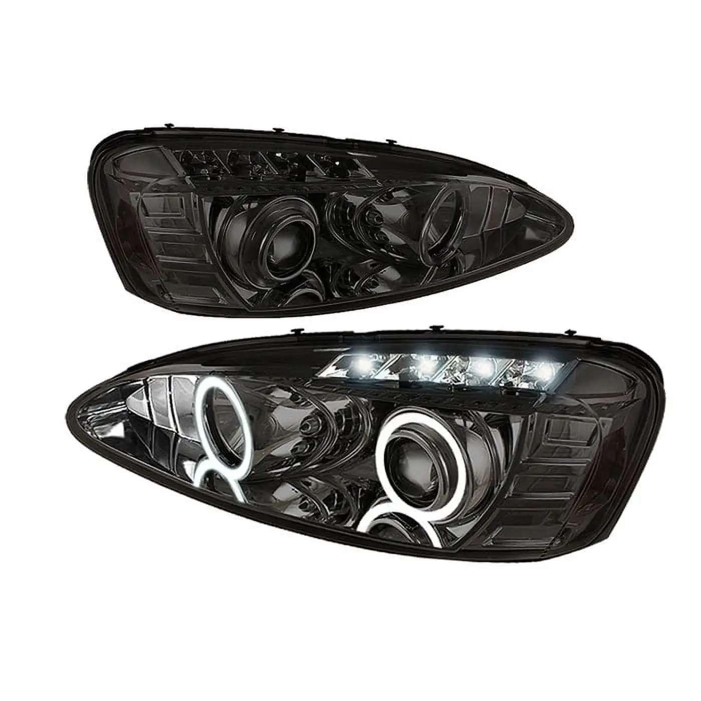 Spyder Pontiac Grand Prix 04-08 Projector Headlights - LED Halo - LED ( Replaceable LEDs ) - Smoke - High H1 (Included) - Low H1 (Included)