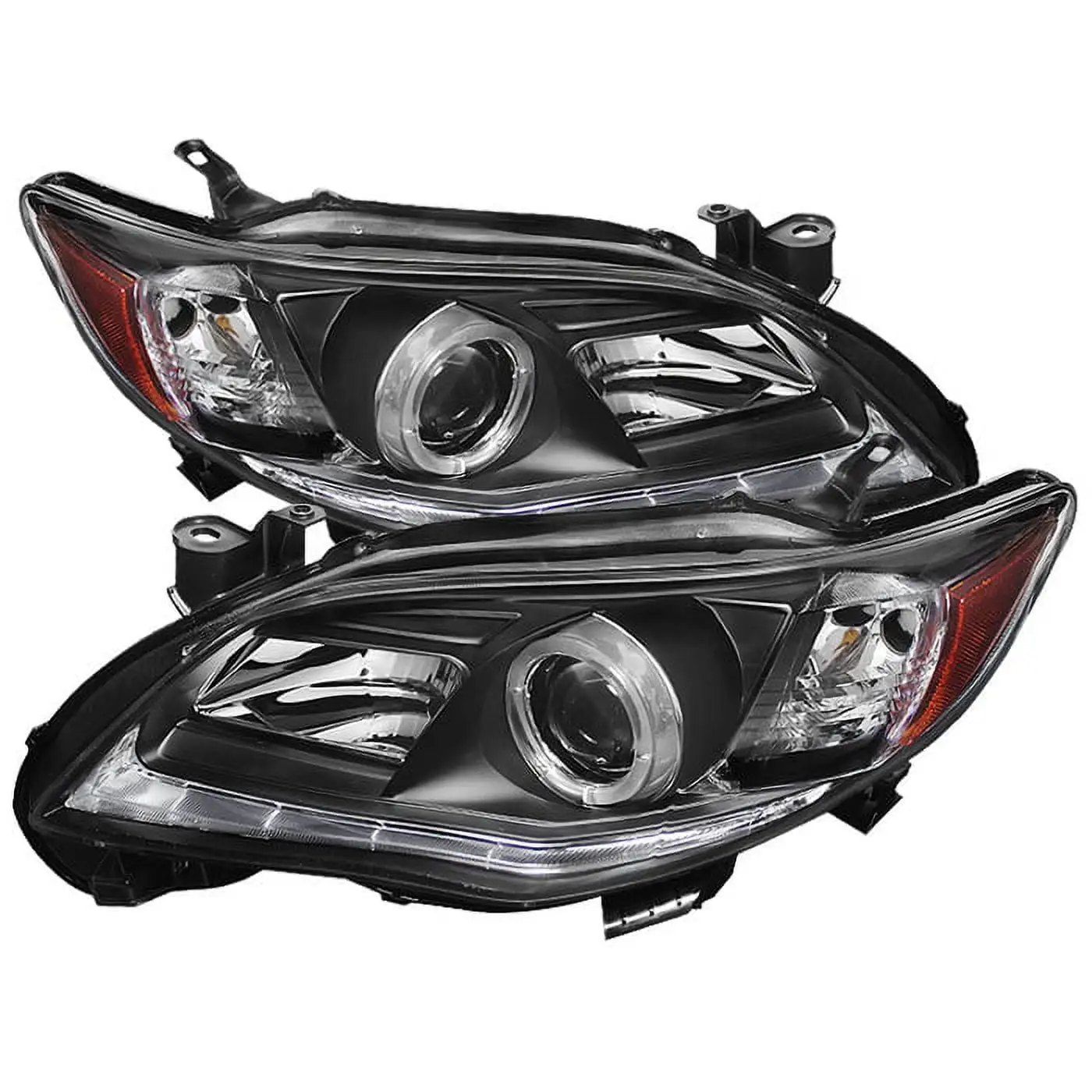 Spyder Toyota Corolla 11-13 Projector Headlights - Halogen Model Only ( Not Compatible With Xenon/HID Model ) - DRL LED - Black Fits select: 2011-2012 TOYOTA COROLLA BASE/S/LE