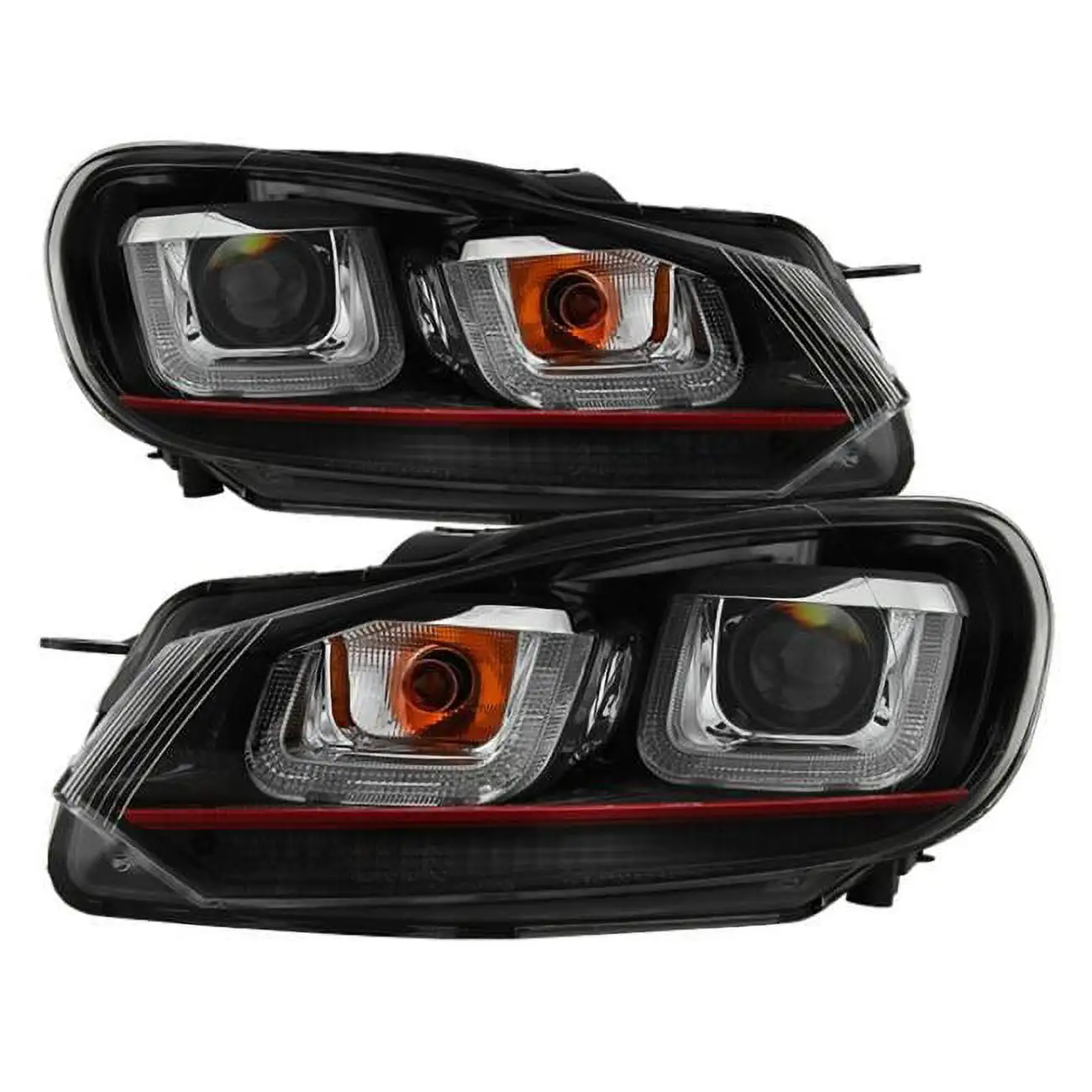 Spyder Volkswagen Golf / GTI 10-13 Version 3 Projector Headlights - Halogen Model Only ( Not Compatible With Xenon/HID Model ) - Dual U DRL - Black