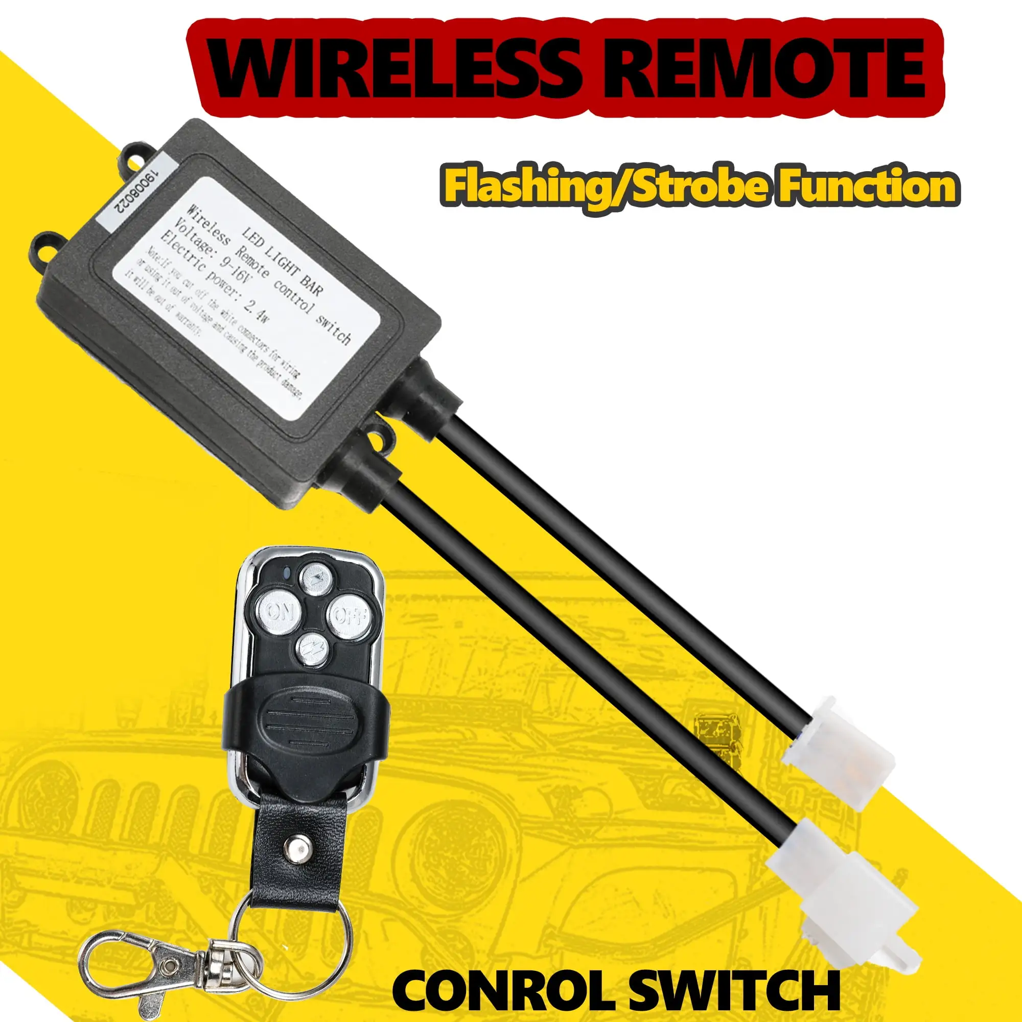 Strobe Wireless Remote Control Switch OFFROADTOWN for LED Wiring Harness Kit Light Bar 12V CAR MARINE BOAT