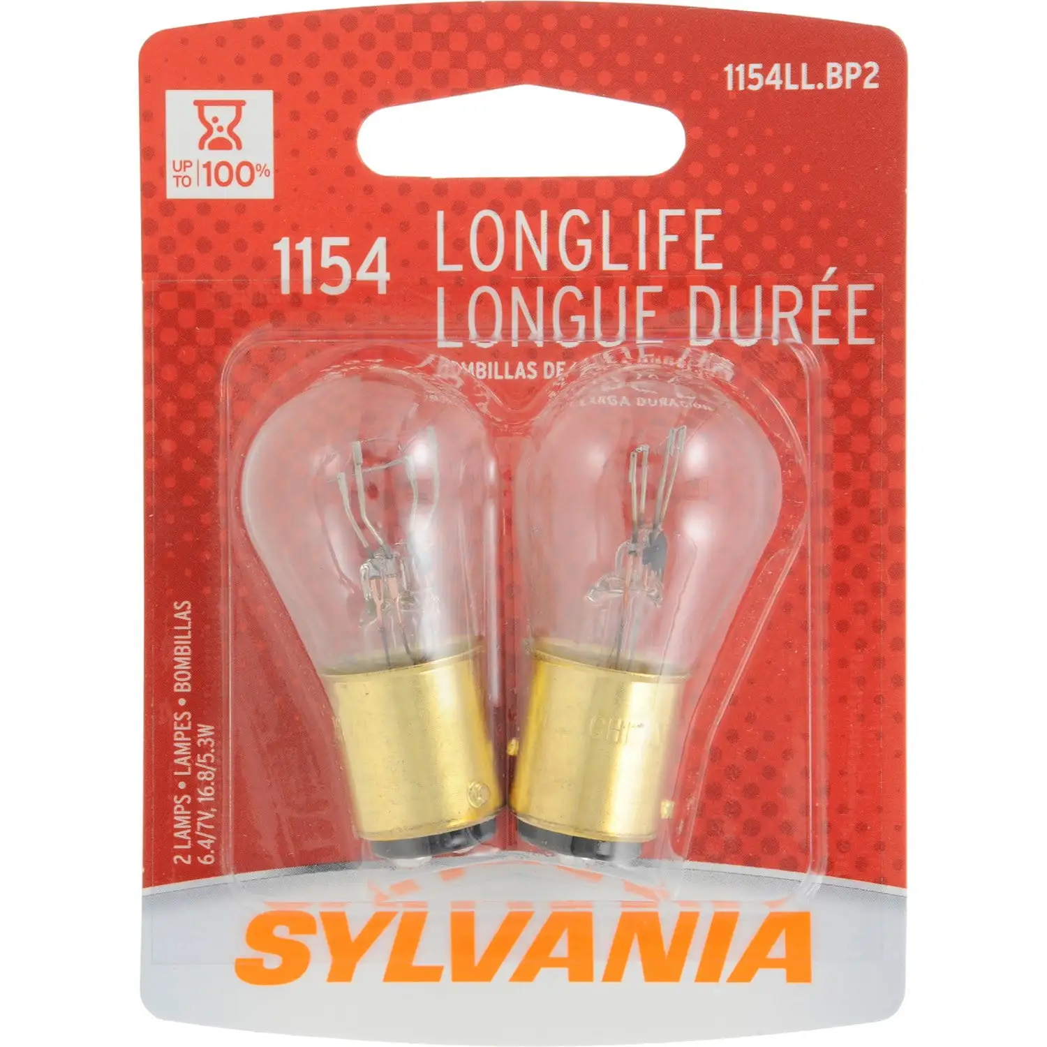 Sylvania 1154 Long Life Halogen Auto Mini Bulbs. Pack of 2.