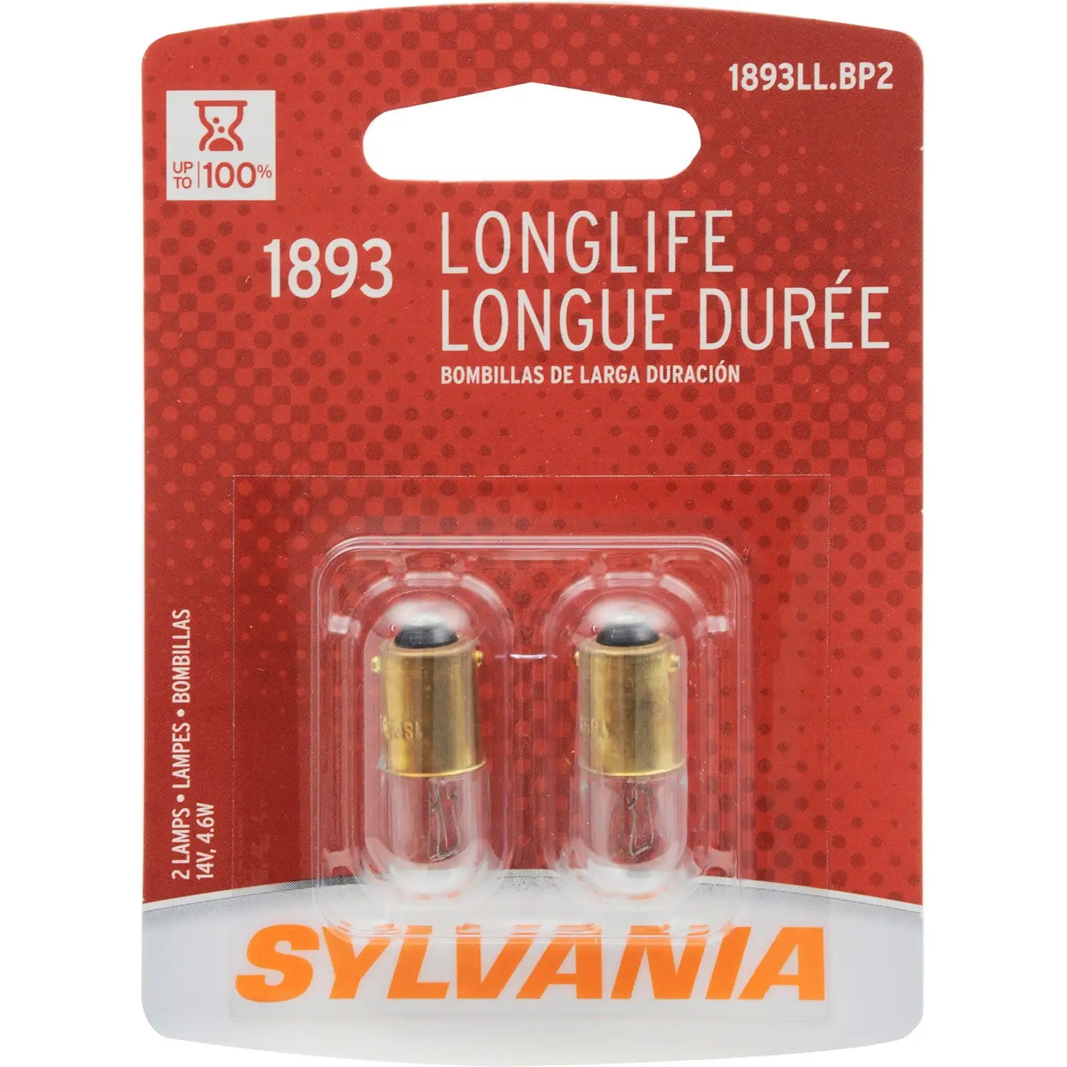 Sylvania 1893 Long Life Halogen Auto Mini Bulbs. Pack of 2.