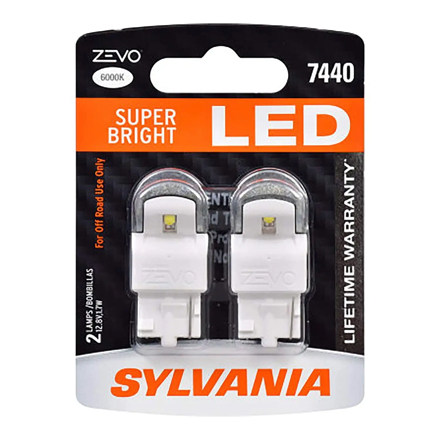 Sylvania Zevo 7440 White LED Mini Auto Bulbs for Turn Signals (2 Pack)