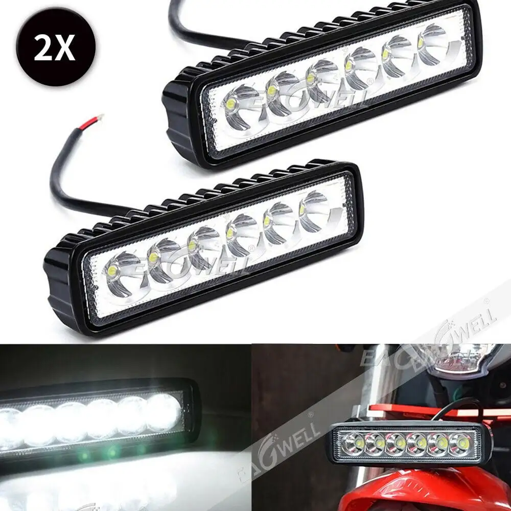 Syncont 2x 6Inch 18W LED Work Light Bar Spot Pods Fog Lamp Offroad Driving SUV ATV Truck