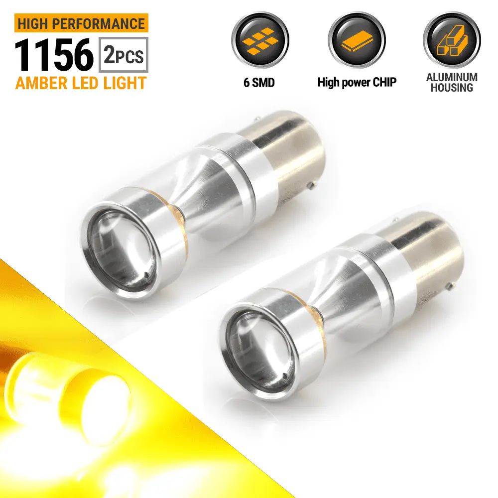 Syneticusa 2x1156 7506 Amber/Yellow Hi-Power Epistar Turn Signal LED Light Bulbs