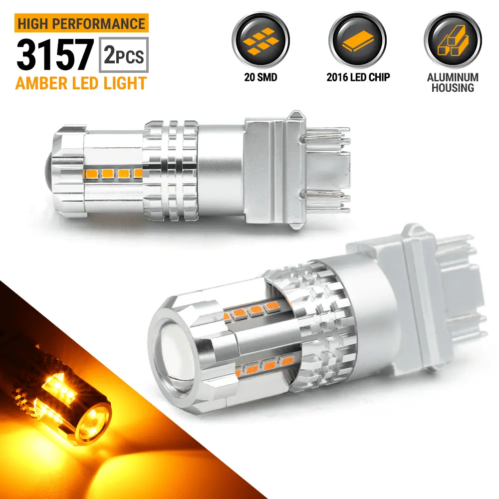 Syneticusa 3157 LED CSP Turn Signal Parking DRL Amber Yellow Light Bulbs