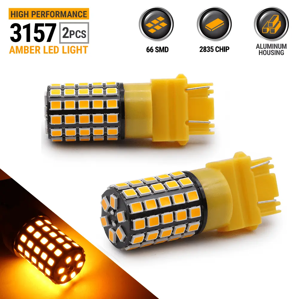 Syneticusa 3157 LED CSP Turn Signal Parking DRL Amber Yellow Light Bulbs