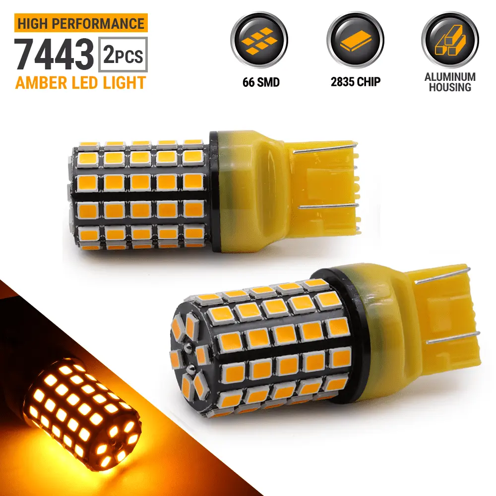 Syneticusa 7443 LED Amber YellowTurn Signal DRL Parking Side Marker Light Bulb