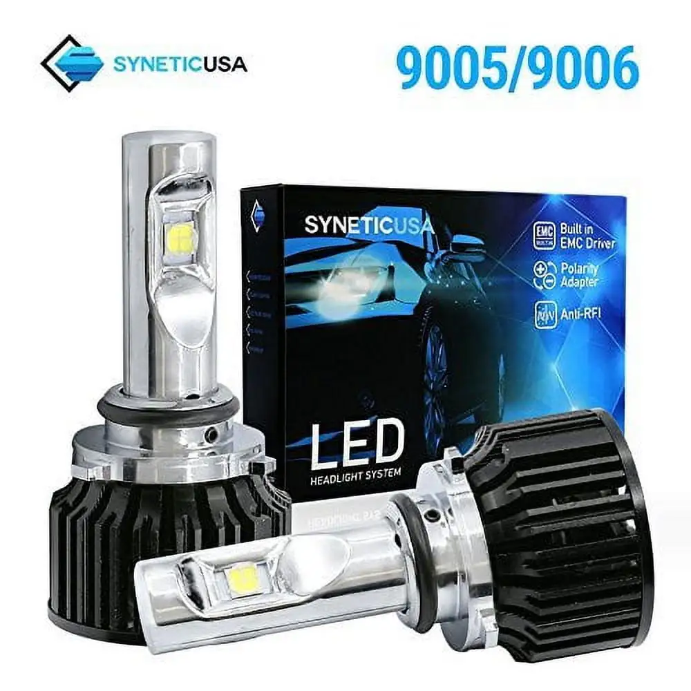 Syneticusa 9006/HB4 LED Headlight Bulbs Conversion Kit Low Beam Fog Light Bulb 60W 6000LM XHP50 Built-In EMC Anti-RFI 6000K White