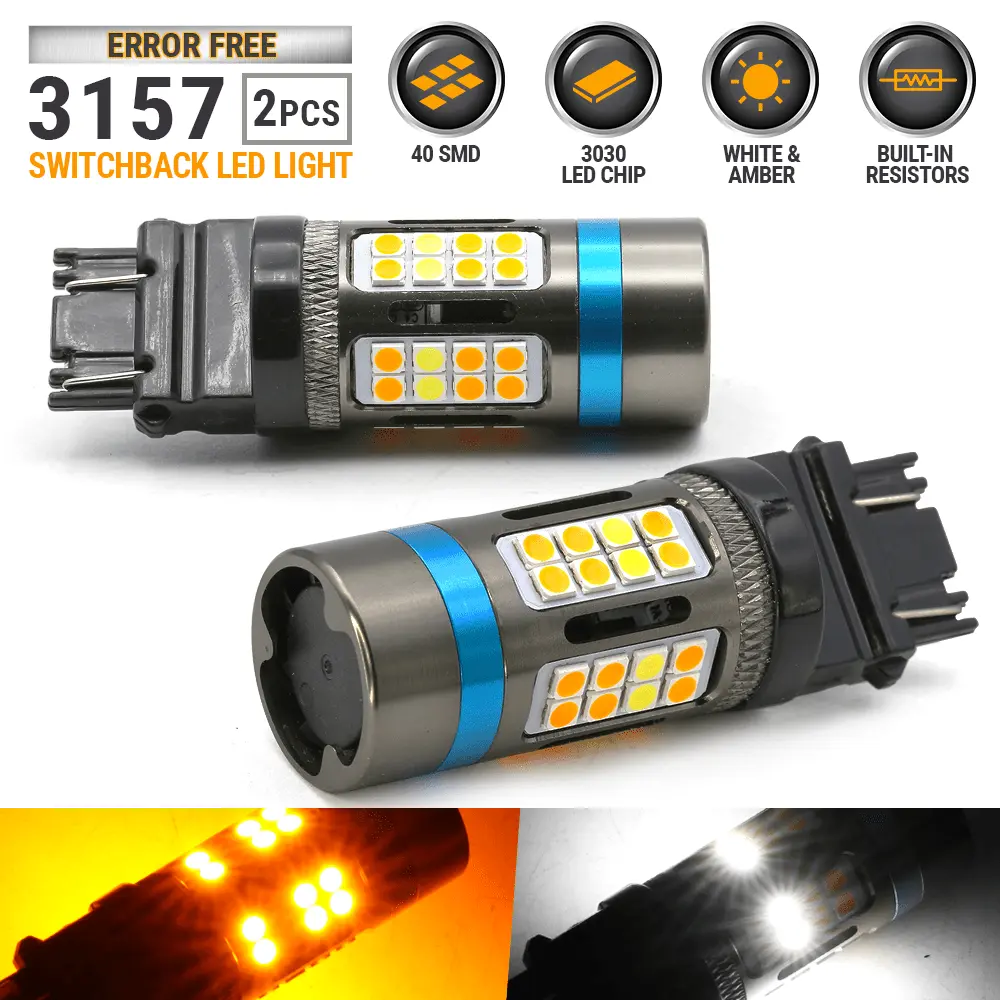 Syneticusa CANBUS Error Free 3157 Switchback LED DRL Turn Signal Light Bulbs