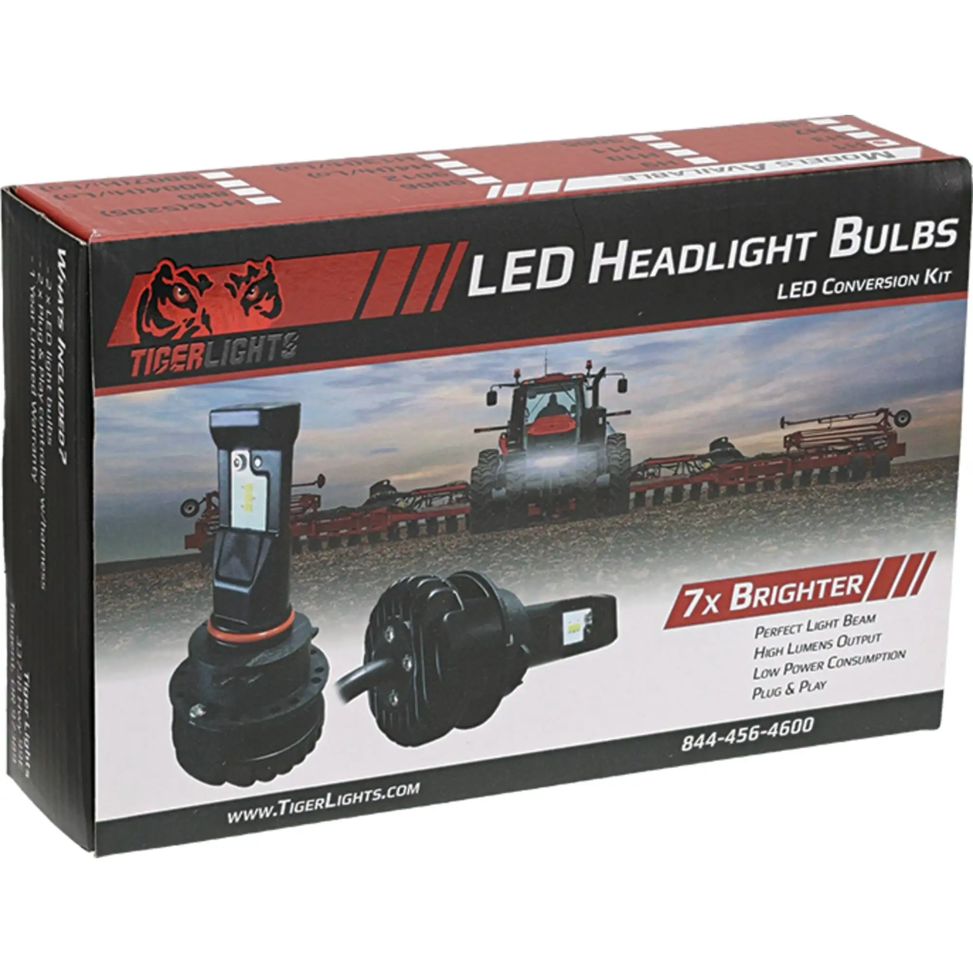 Tiger Lights 12V LED Headlight Conversion Kit TLHL-H4 1.2 Amps. 16 Wattage Off-Road Light