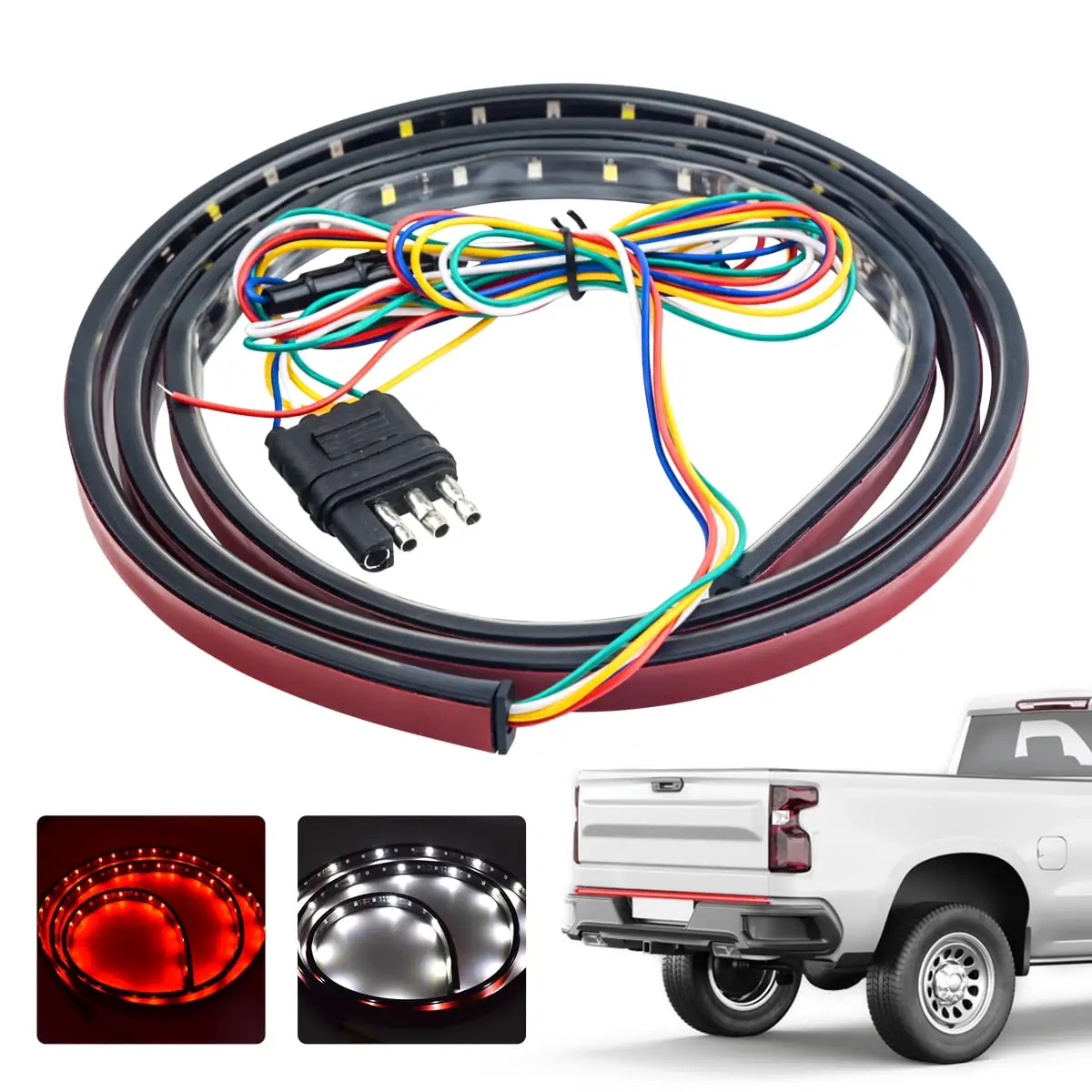 Truck Tailgate Lights 60 Strip Signal 90 LED Running Brake Stop Turn Light Bar for Truck. SUV. RV. Trailer