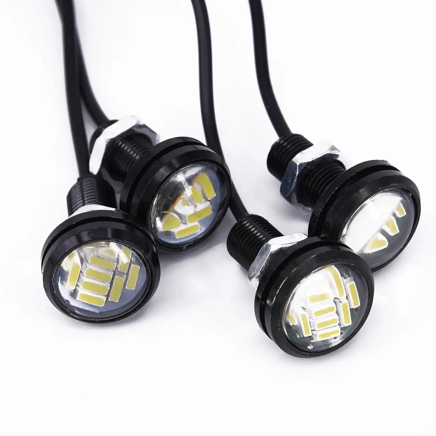 UHUSE 4pcs 12V 15W White Eagle Eye LED Car Auto DRL Daytime Running Lights Backup Lamp