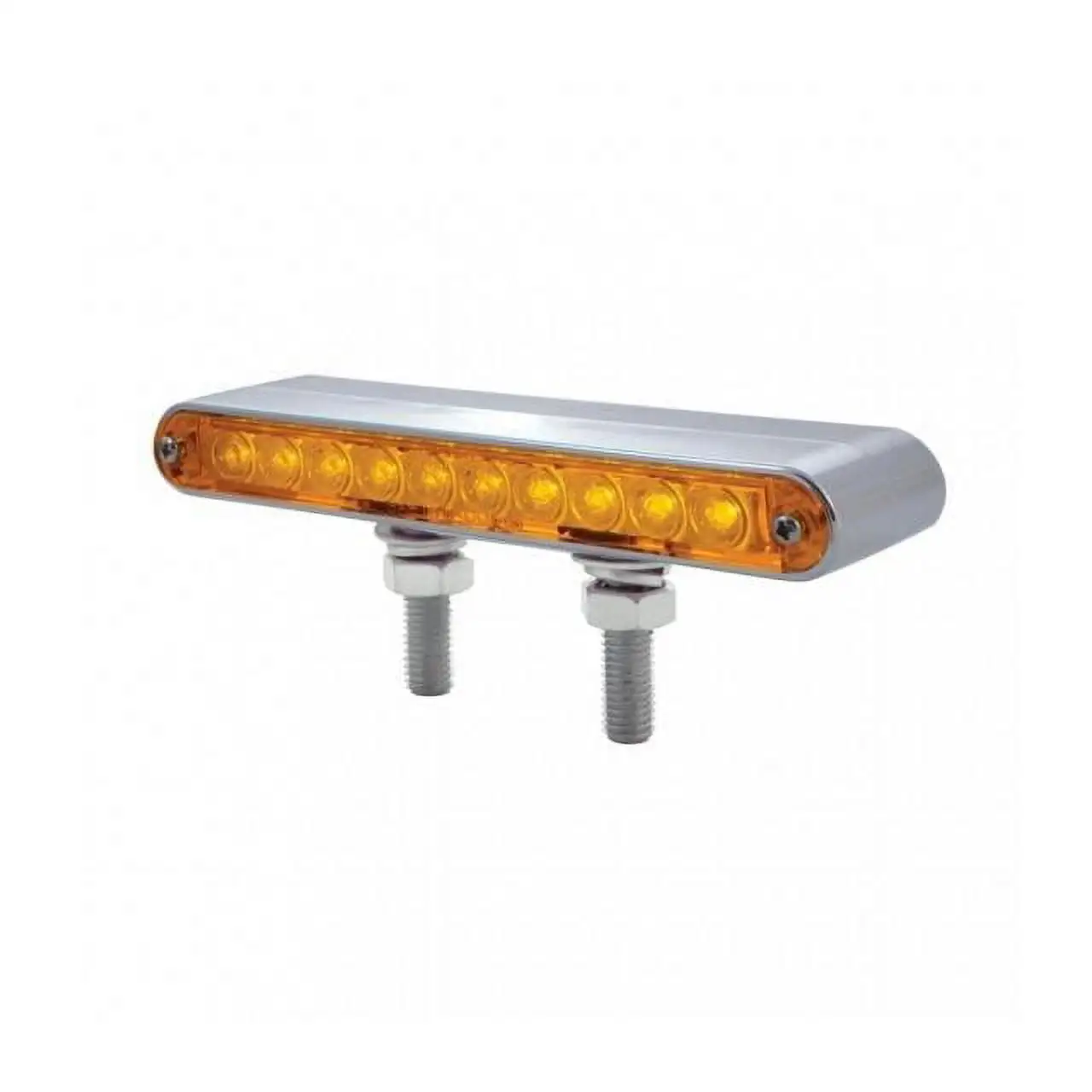 United Pacific 10 Amber/Amber Chrome Plastic 6 1/2 in Double Face Light Bar - Amber Lens 37632