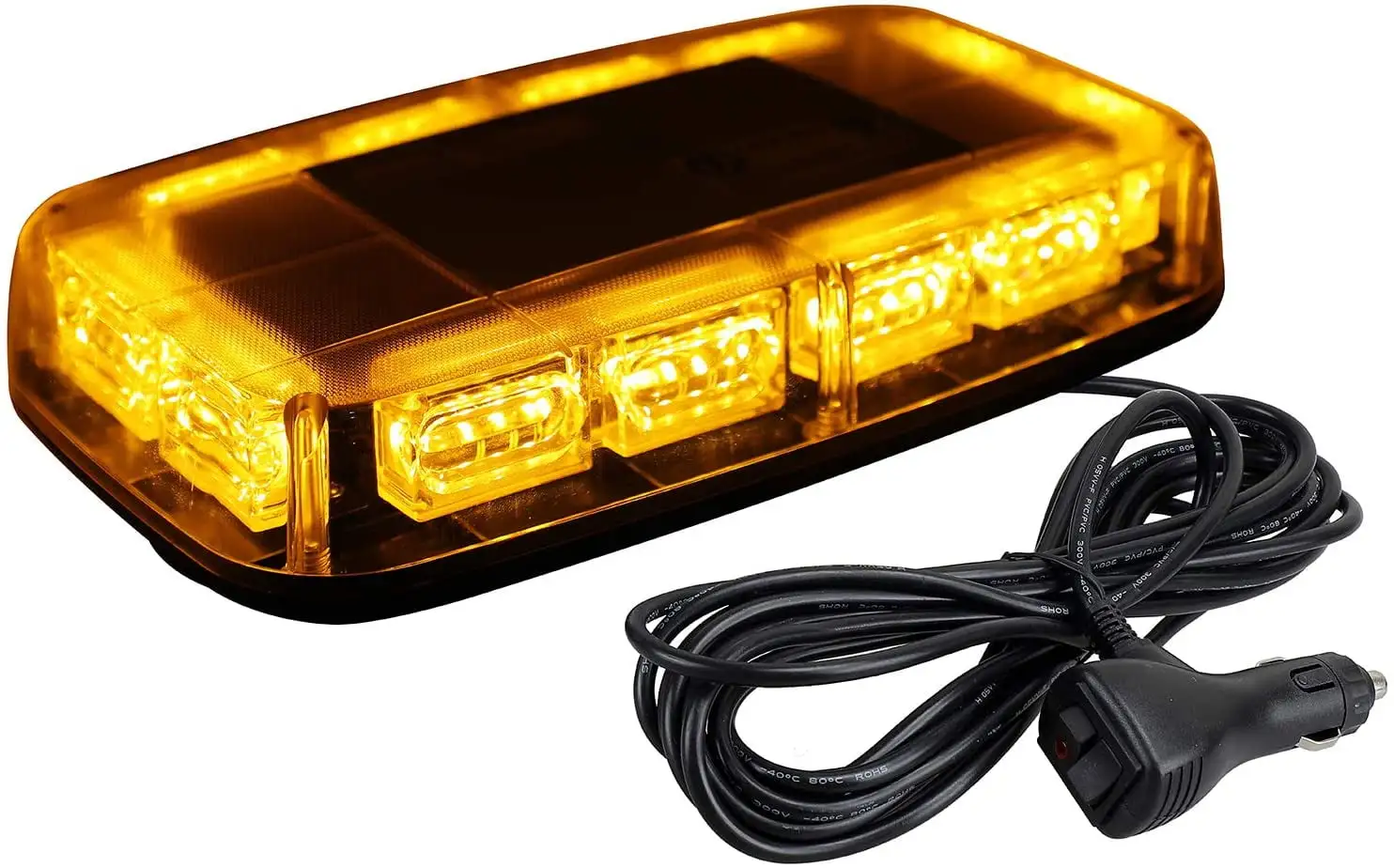 [Upgraded 5] 48LED Roof Top Strobe Lights. High Visibility Emergency Safety Warning LED Mini Strobe Light bar with Magnetic Base for 12-24V Snow Plow. Trucks. Construction Vehicles (Amber)