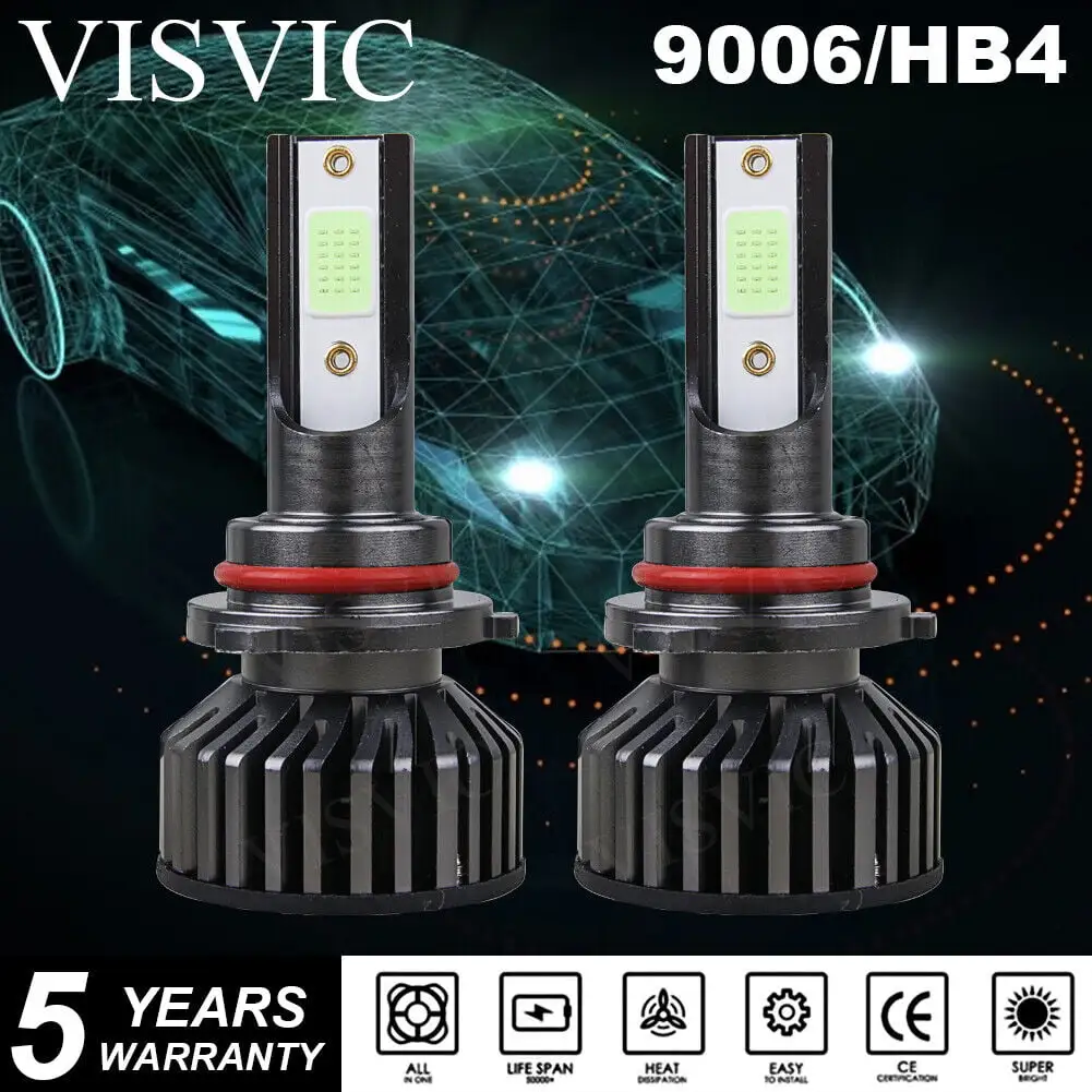 ViSVIC LED HID Headlight Conversion kit 9006 6000K for 1988-1991 Honda CRXwp