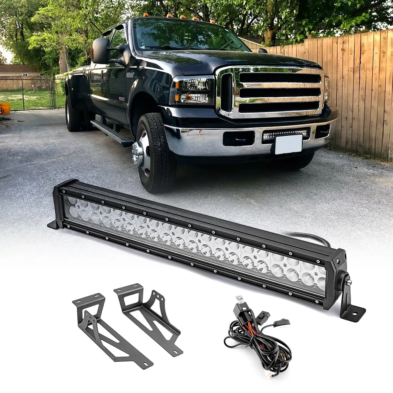 WEISEN - Fit 05-07 Ford F250 F350 Superduty 22 LED Light Bar Bumper Bracket Wire Kit