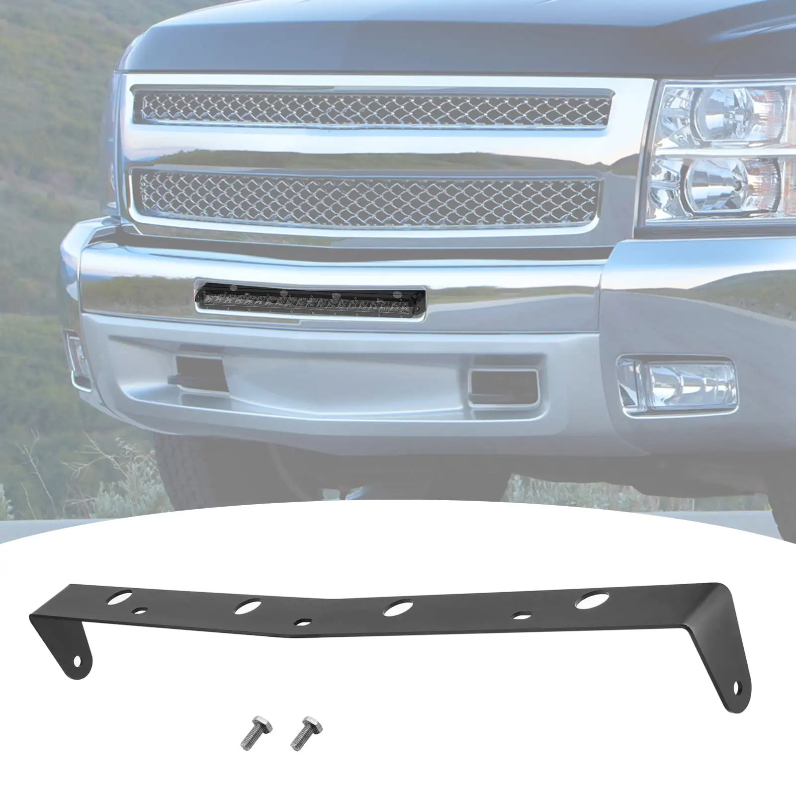 WEISEN - For 2007-2013 Chevy Silverado 1500/2500/3500 Front Bumper 22 Straight LED Light Bar Mount Bracket