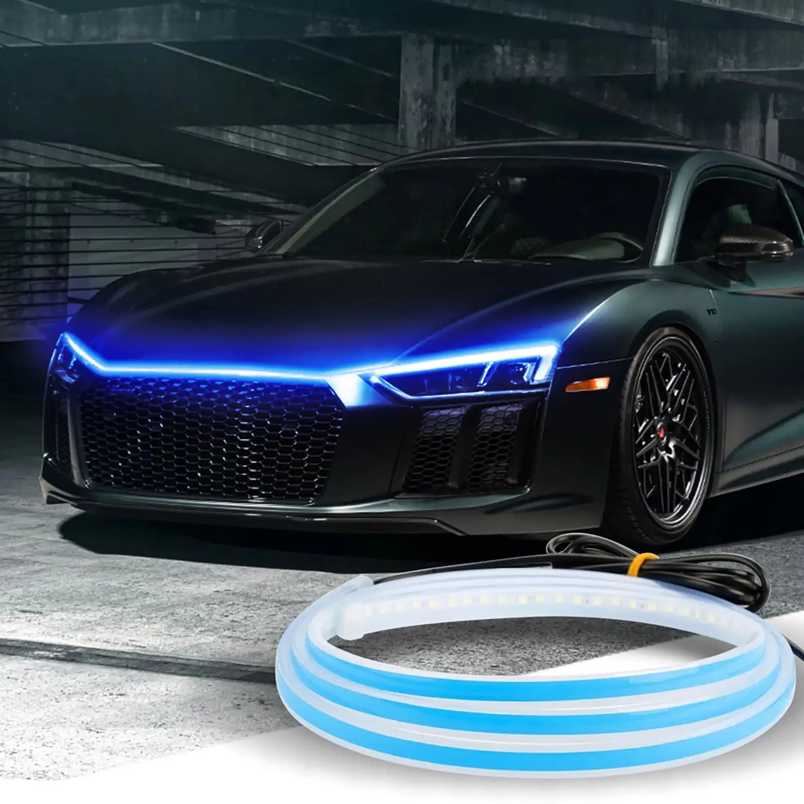 WQJNWEQ Exterior Lights For Cars. 47 Inch Car Hood Light Strips Waterproof LED Daytime Running Light Strip Neon Light For Car Sales