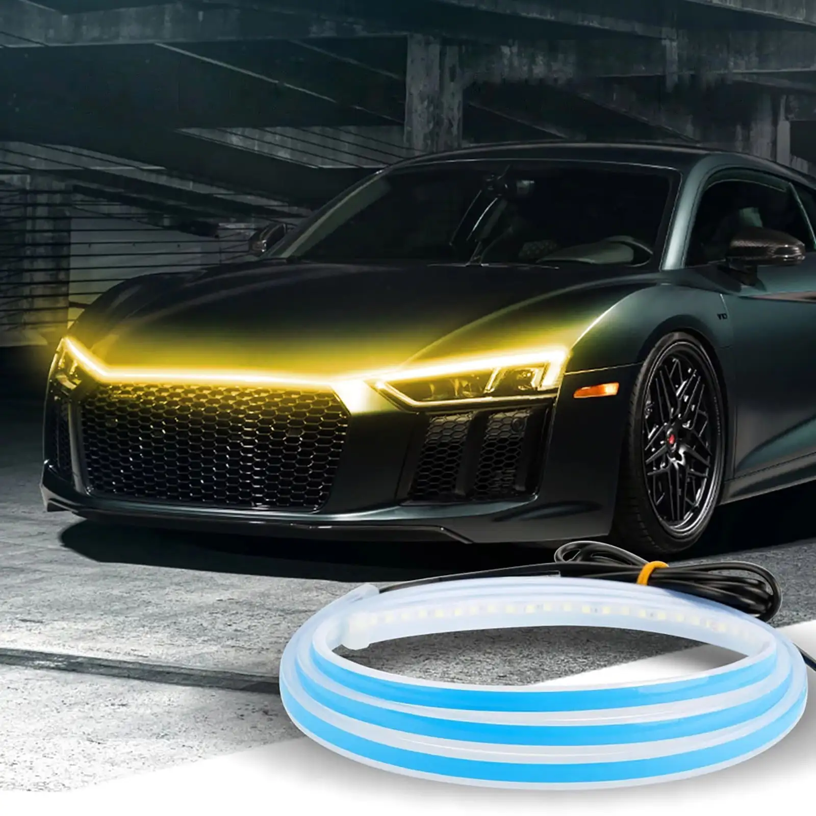 WZHXIN Exterior Lights for Cars. 47 inch Car Hood Strips Led Daytime Running Strip Neon for Car Accessories Clearance