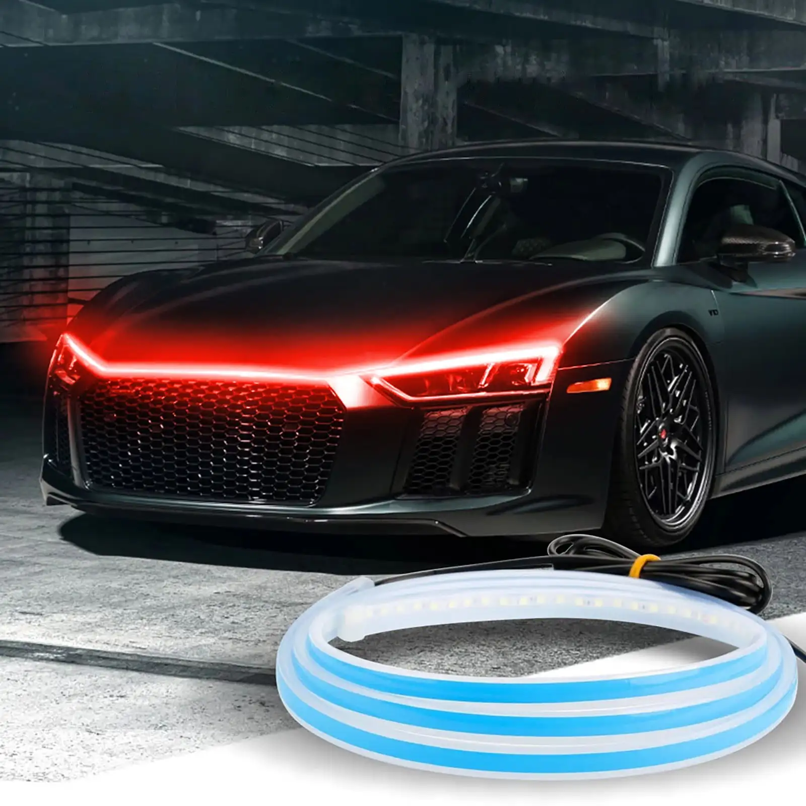 WZHXIN Exterior Lights for Cars. 59 inch Car Hood Strips Led Daytime Running Strip Neon for Car Accessories Clearance