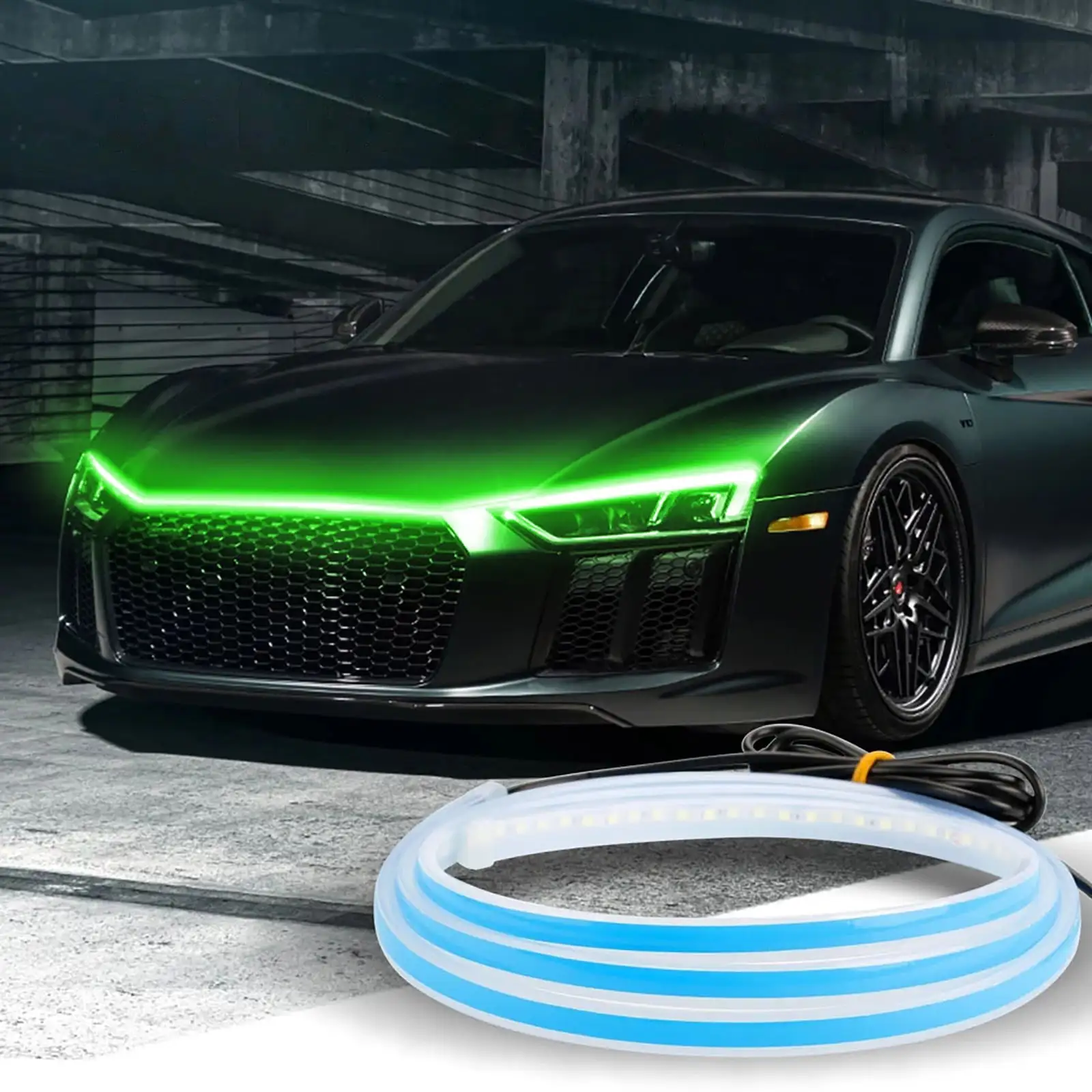 XOAIHY 47 Inch Led Daytime Running Strip Neon For Car Hood - Durable Exterior Lights For Enhanced Safety. Give You A Good Driving Experience