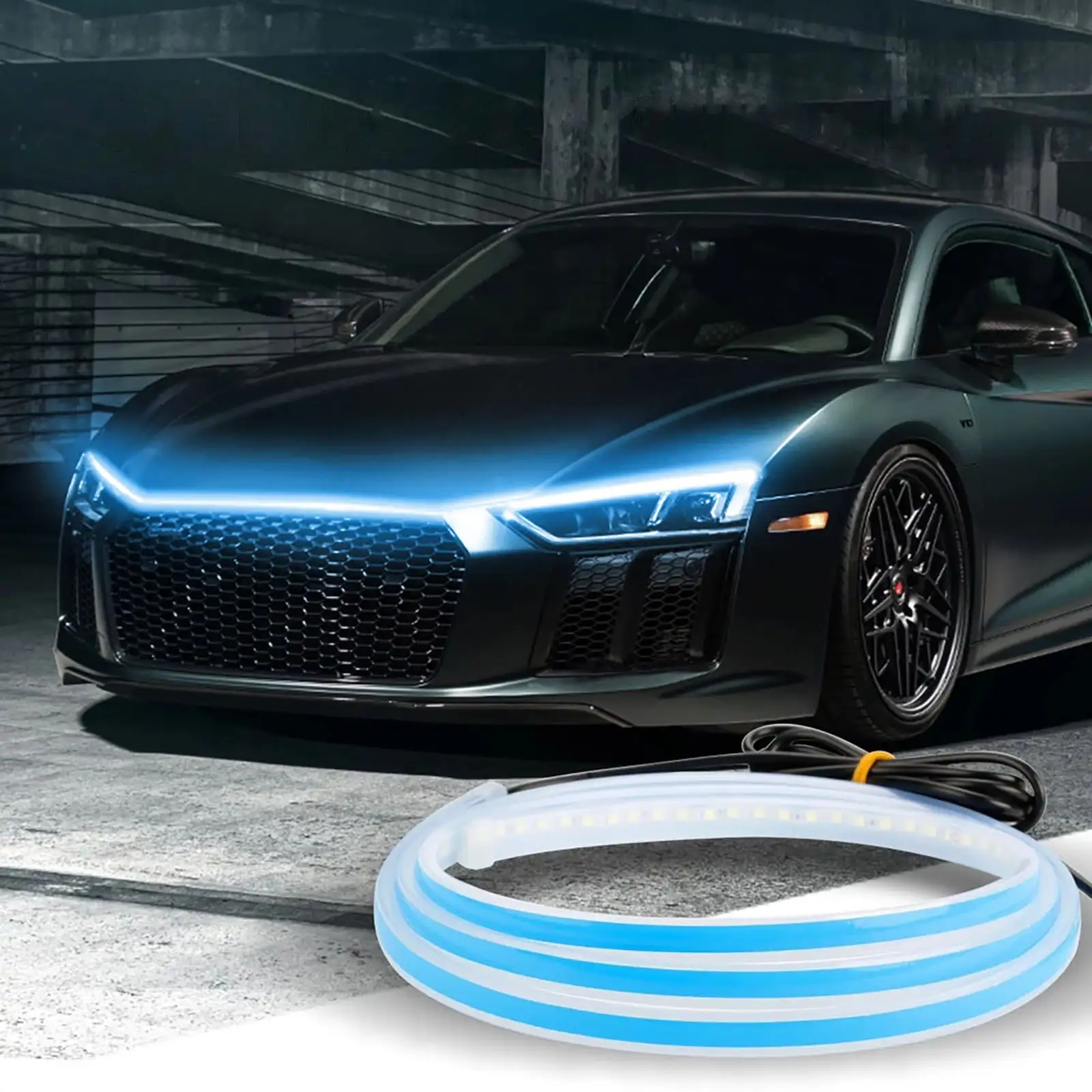 XOAIHY 59 Inch Led Daytime Running Strip Neon For Car Hood - Stylish Exterior Lights For Cars. Give You A Good Driving Experience