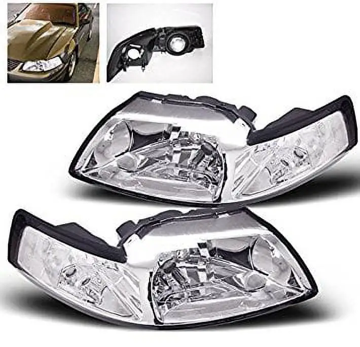 ZMAUTOPARTS Ford Mustang Crystal Headlight Lamp Chrome GT SVT Cobra 2Dr 2D