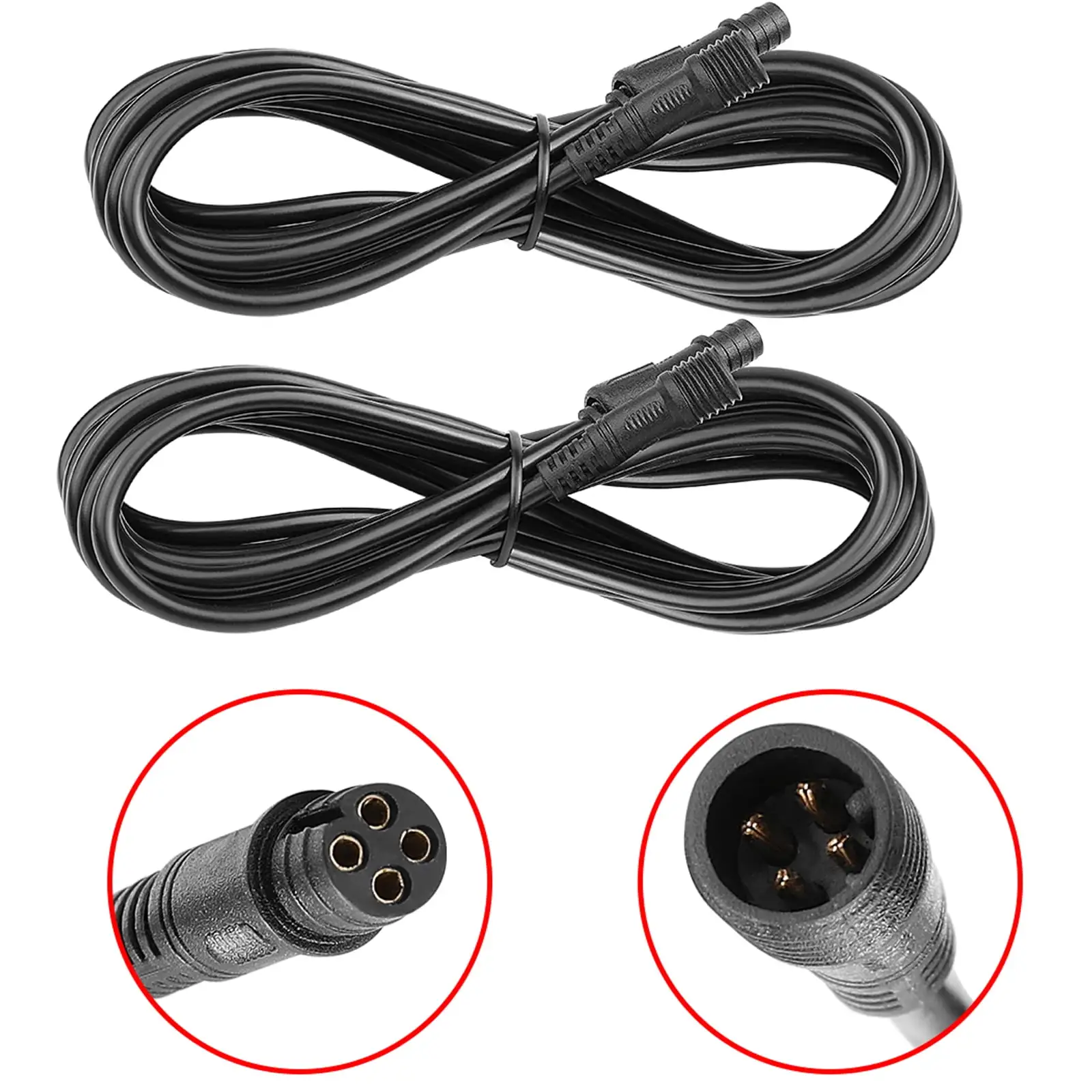 2X RGB LED Rock Lights Extension Wire Cable OFFROADTOWN Cord 8.2 FT 4-Pin Extension Rock Light 4 6 8 12 Pods Male Female Connector Extension Cable Cord for LED Wheel Well Underbody Neon Lights 12V