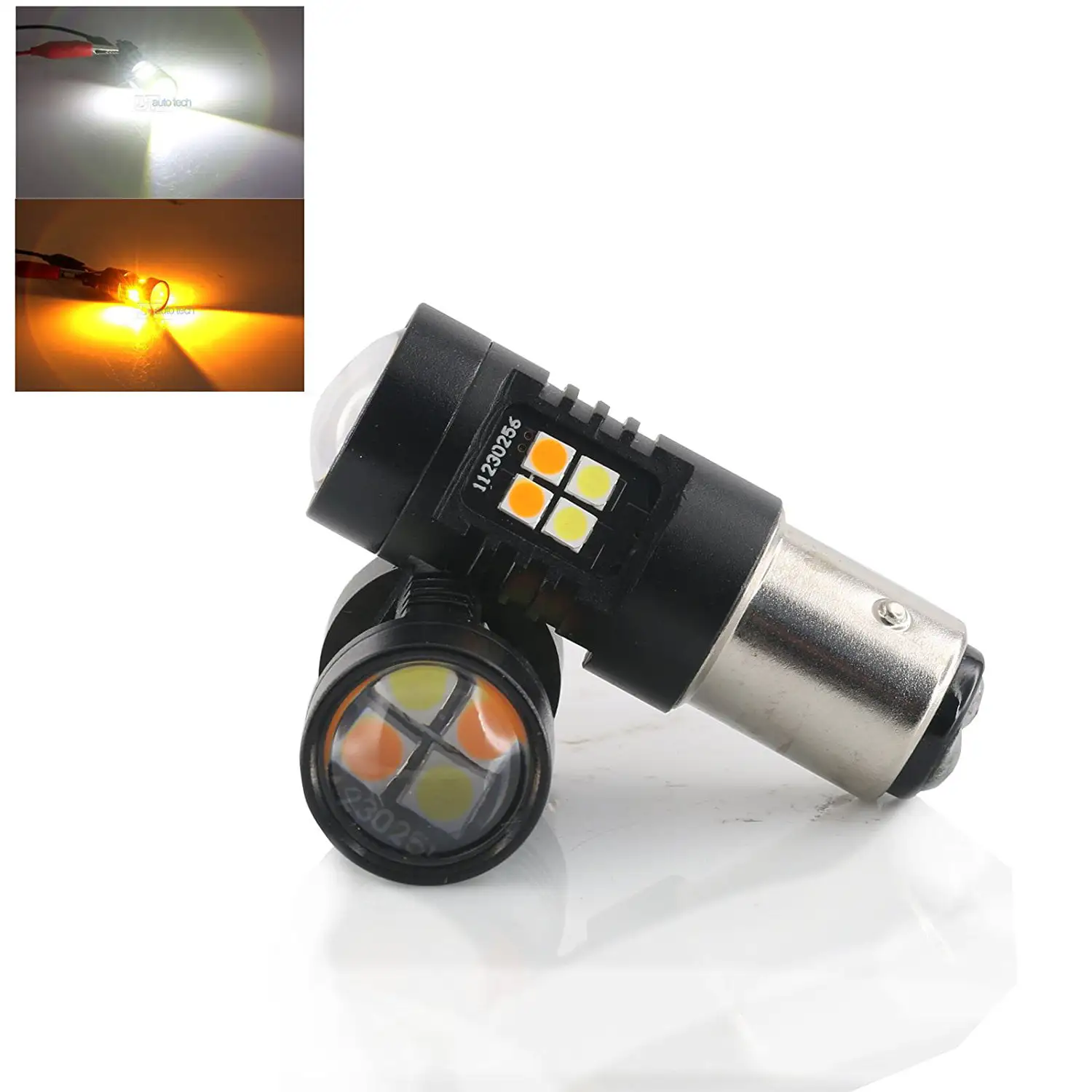 1157 White Amber Yellow Projector Dual Color Type 1 Switchback Turn Signal/Parking Light Bulbs (1157. White/Amber)