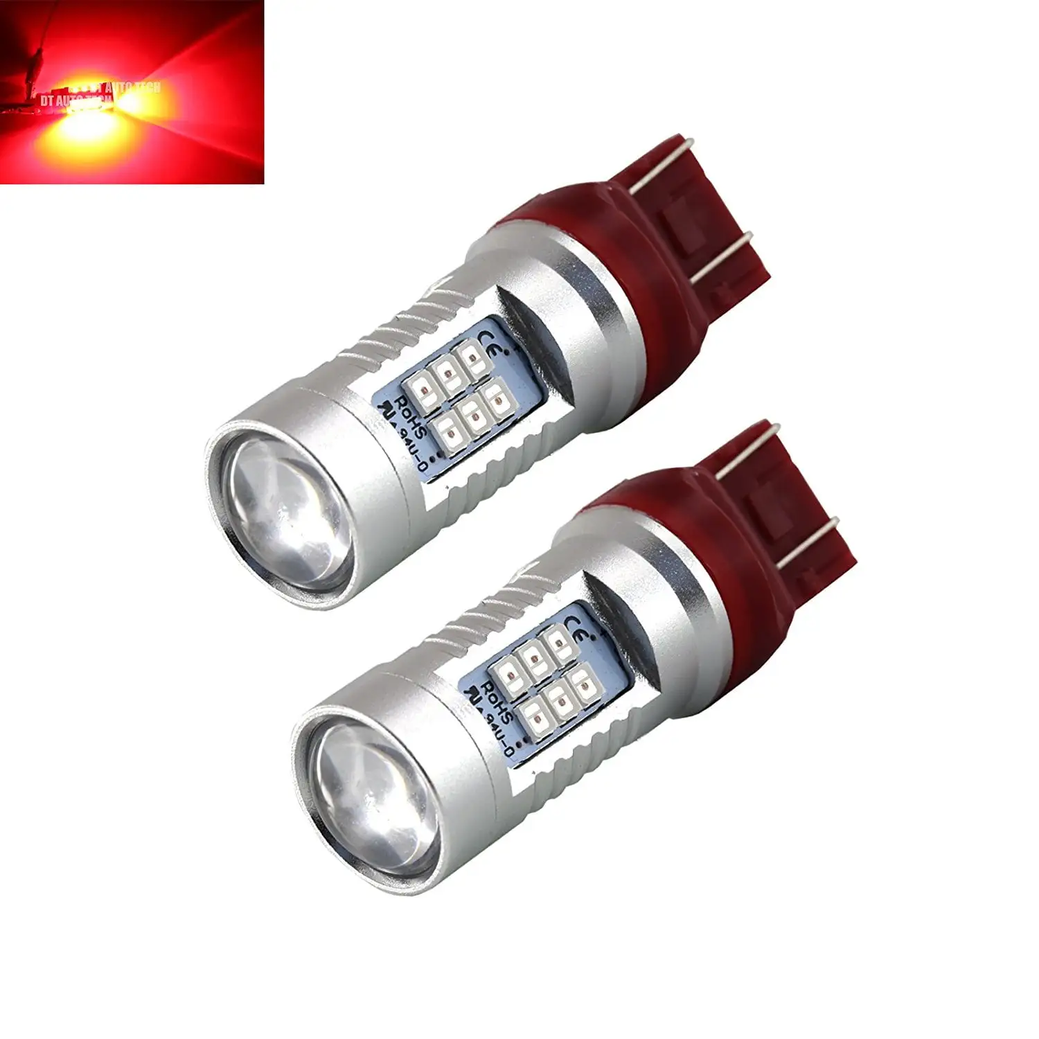 7443 Red 50W High Power 3535 Chip LED Projector Turn Signal/Brake/Tail Light Bulbs (7443. Red)