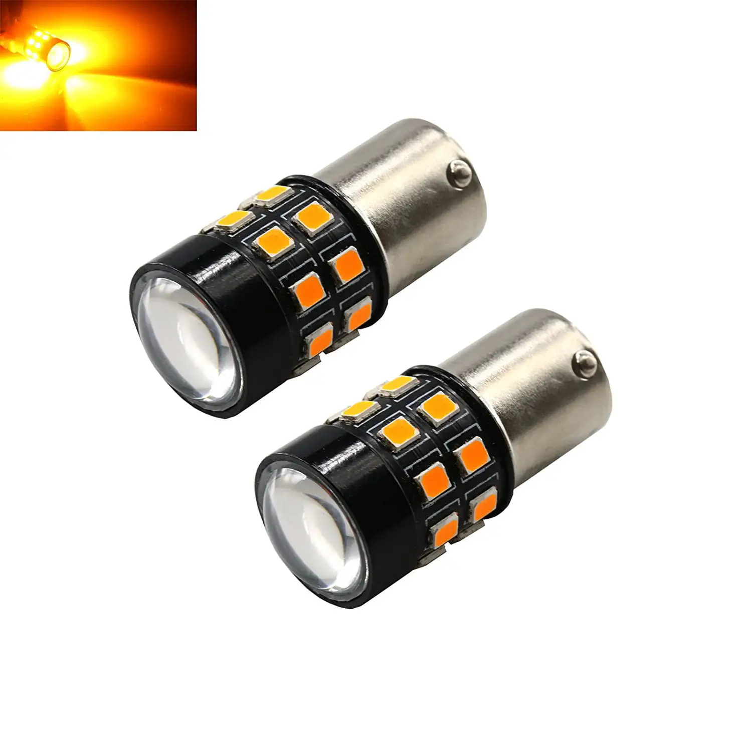 1157 Amber Yellow High Power 2835 Chip 21-LED Turn Signal/Parking Light Bulbs (1157. Amber/Yellow)