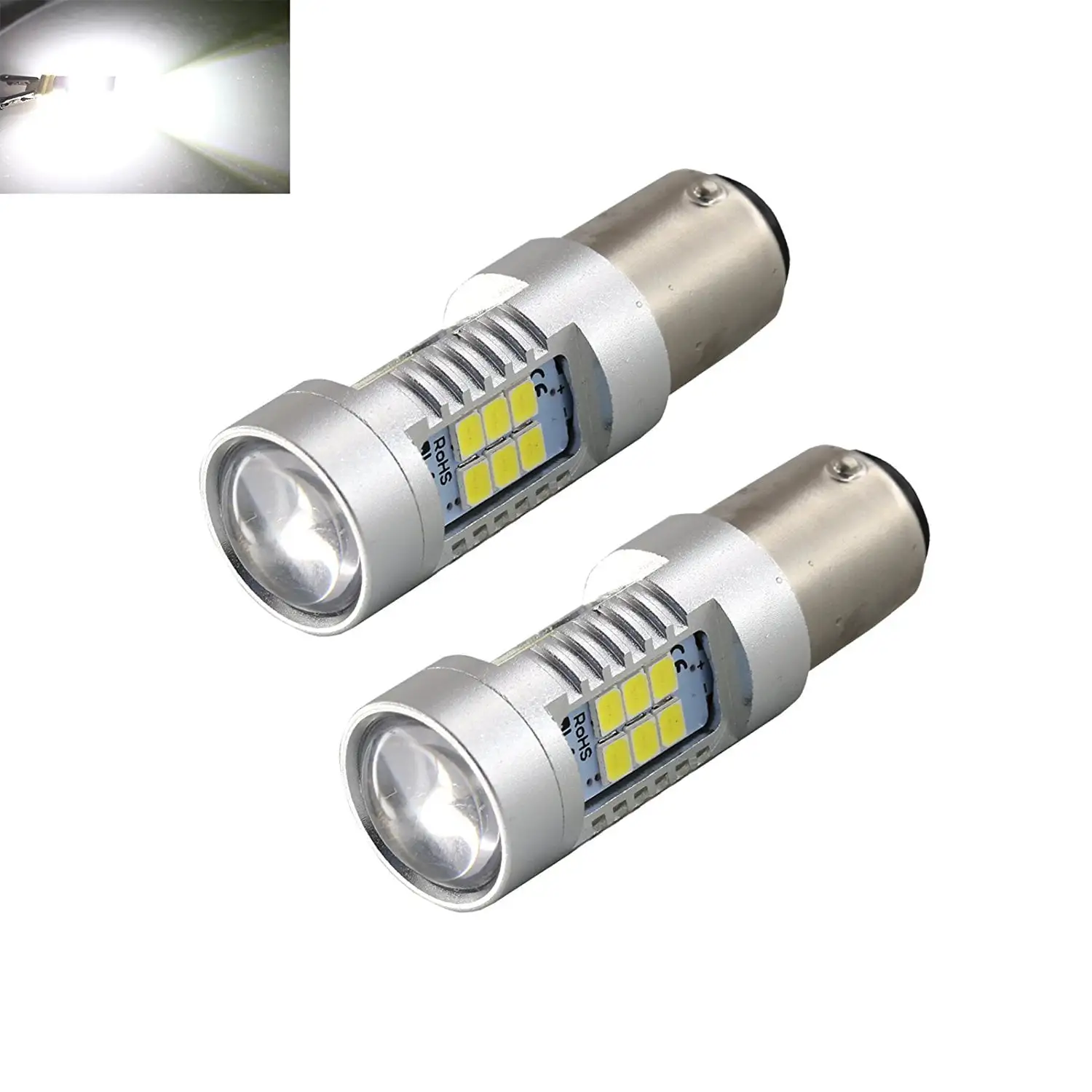 1157 White 50W High Power 3535 Chip LED Projector Turn Signal/Brake/Tail/Reverse/Parking Light Bulbs (1157. White)