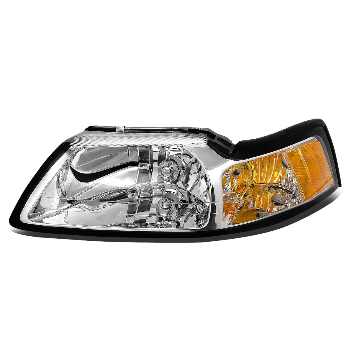 DNA Motoring OEM-HL-0013-L For 1999 to 2004 Ford Mustang 1PC Factory Style Headlight Headlamp Assembly Left / Driver Side (Chrome) 00 01 02 03 FO2502177