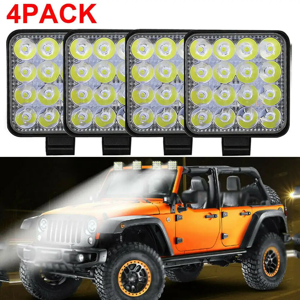 Babibeauty 4X 48W Car LED Work Light Bar Spot Beam Fog Driving Offroad SUV Amber Lamp